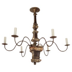 Large Hand-Carved Six-Arm Italian Chandelier