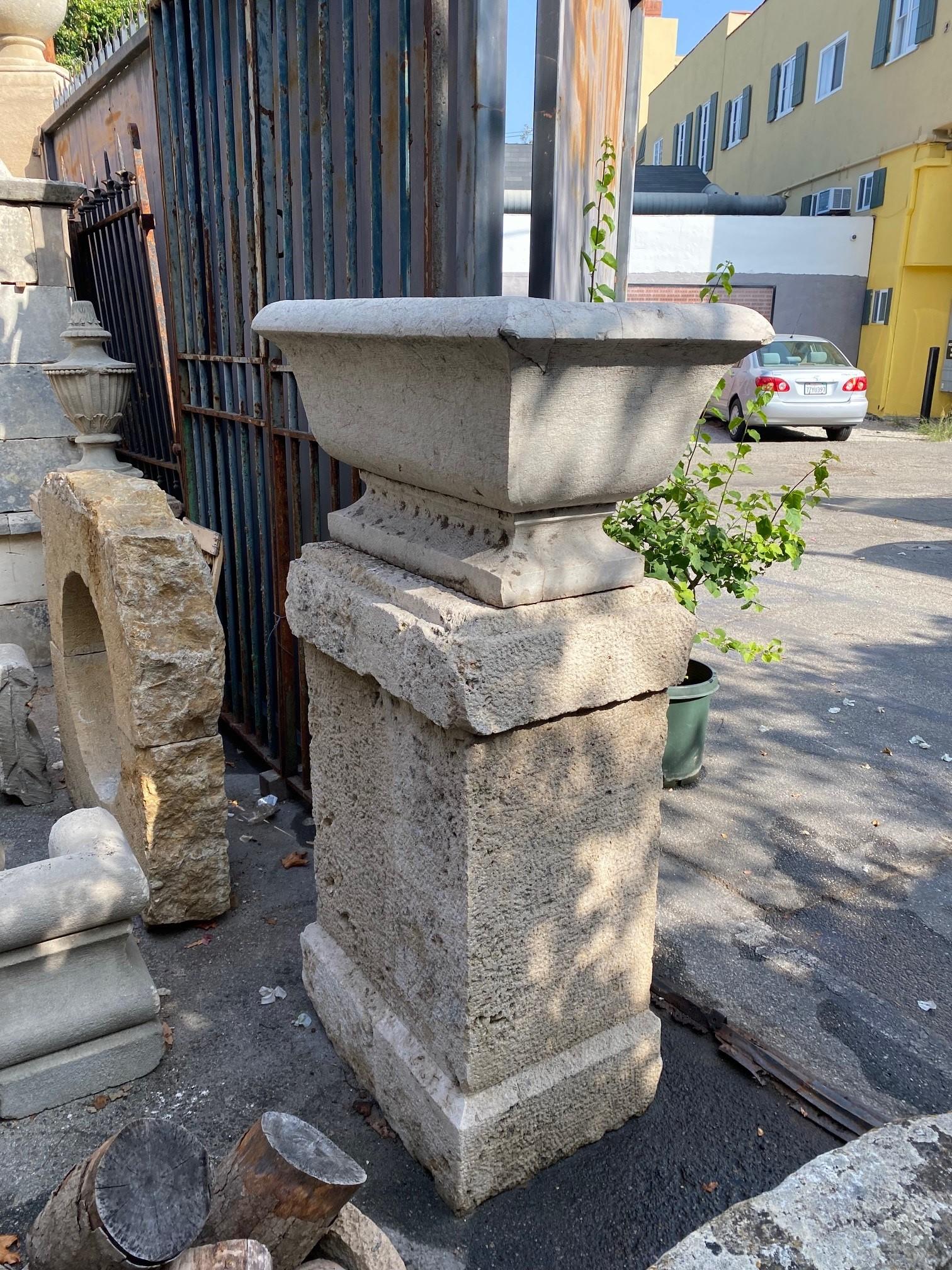 Very Large Hand Carved Stone Jardiniere Decorative Planter Urn Basin Antiques  For Sale 13