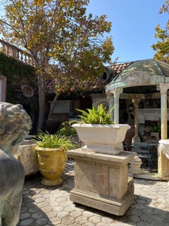 Very Large Hand Carved Stone Jardiniere Decorative Planter Urn Basin Antiques