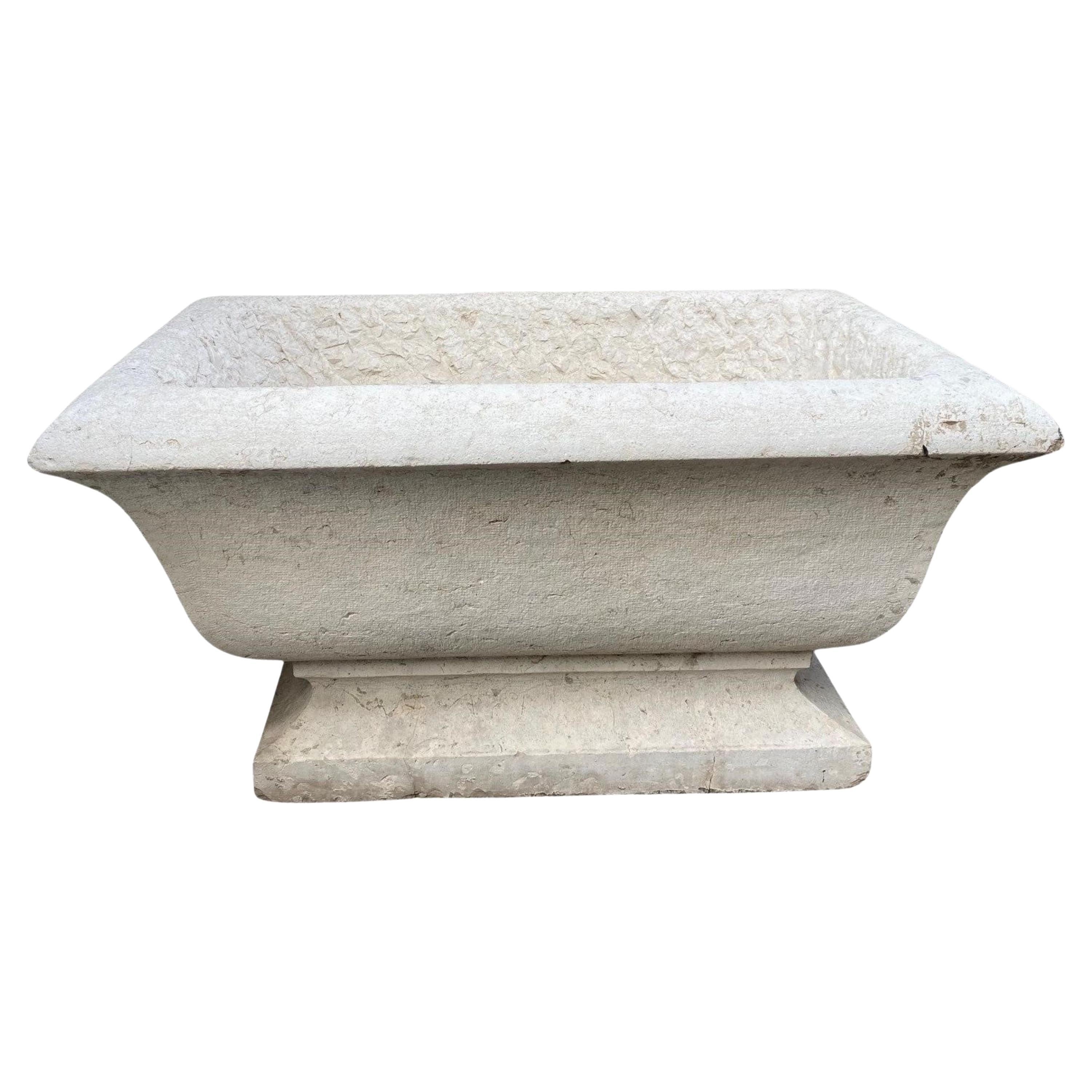 Very Large Hand Carved Stone Jardiniere Decorative Planter Urn Basin Antiques  For Sale