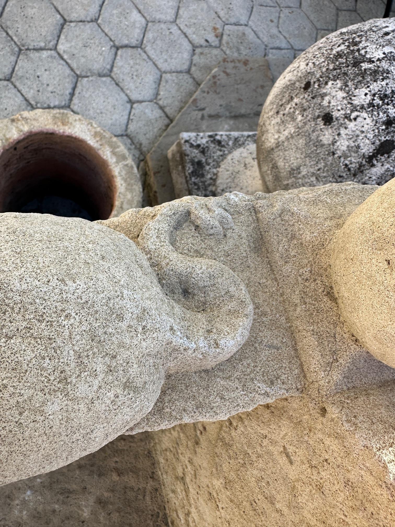 Large Hand Carved Stone Rustic Chateau Garden Bench Regal Outdoor Seat Antique For Sale 5