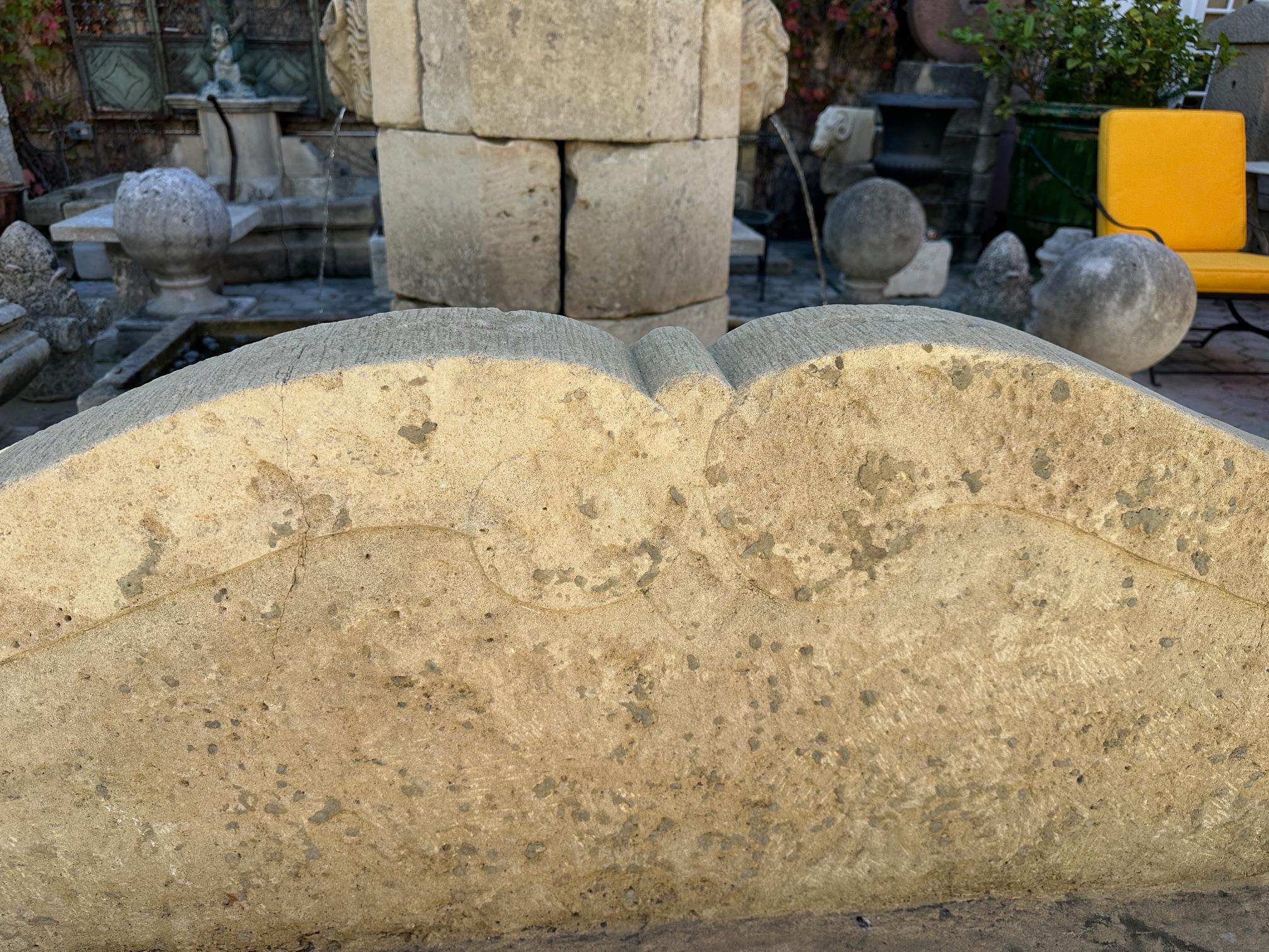 Large Hand Carved Stone Rustic Chateau Garden Bench Regal Outdoor Seat Antique For Sale 6