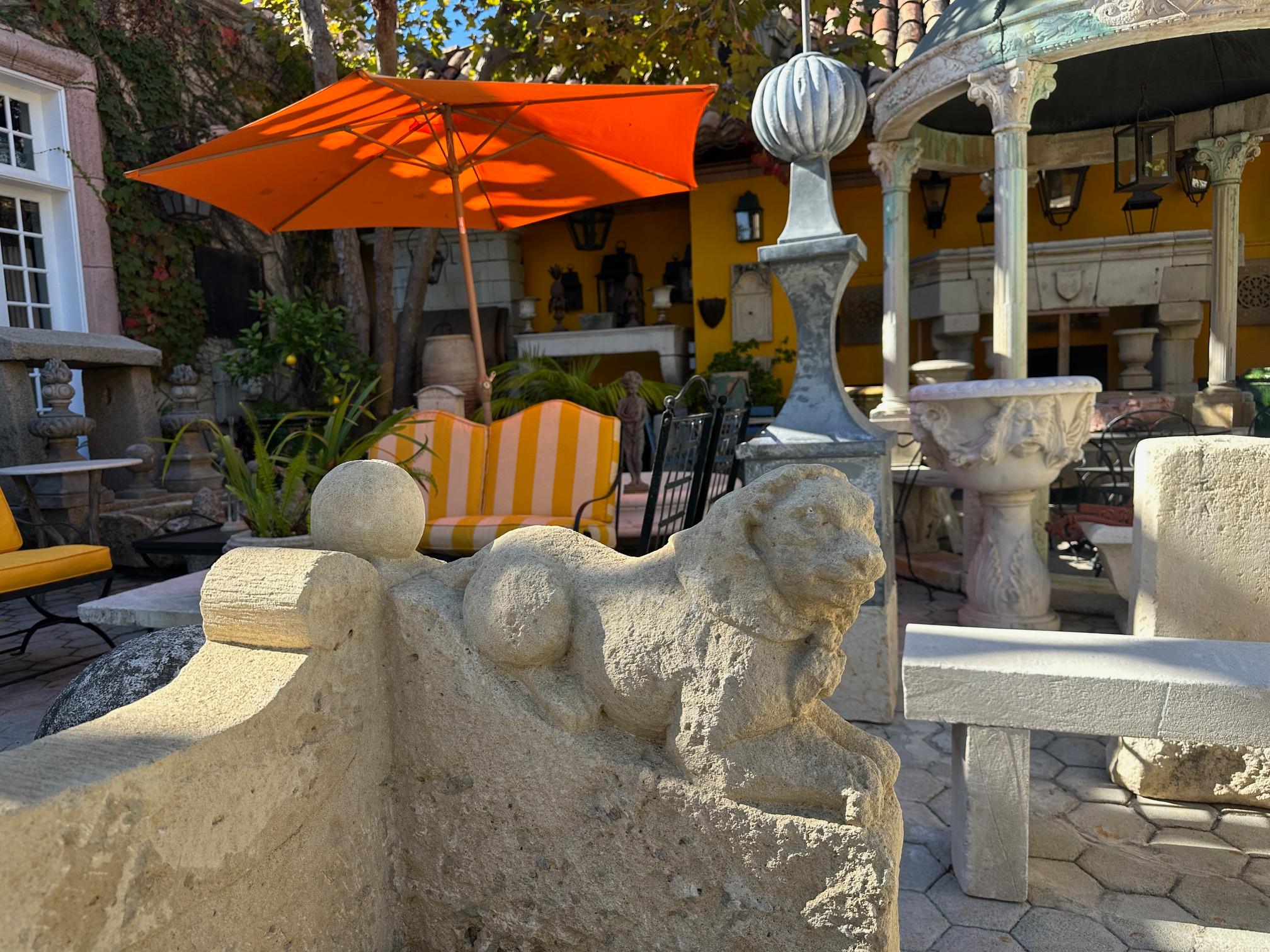 Large Hand Carved Stone Rustic Chateau Garden Bench Regal Outdoor Seat Antique For Sale 8