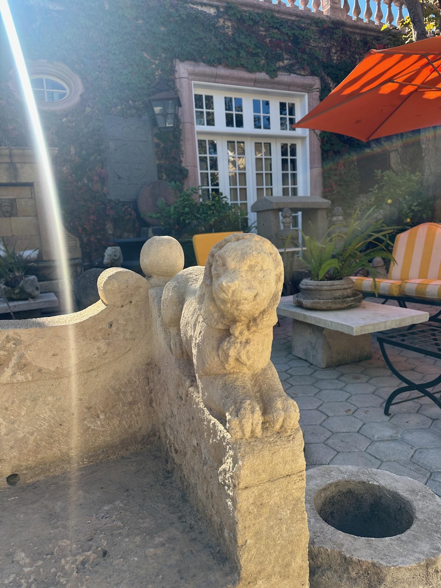 Large Hand Carved Stone Rustic Chateau Garden Bench Regal Outdoor Seat Antique For Sale 9