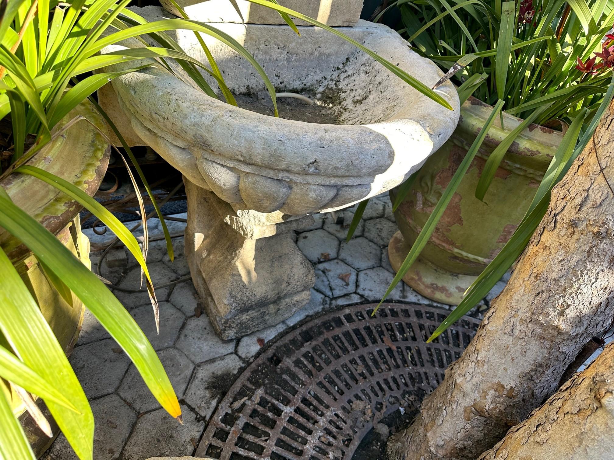 Large Hand Carved Stone Sink Basin Wall Fountain Bowl & pedestal base Antique CA For Sale 14