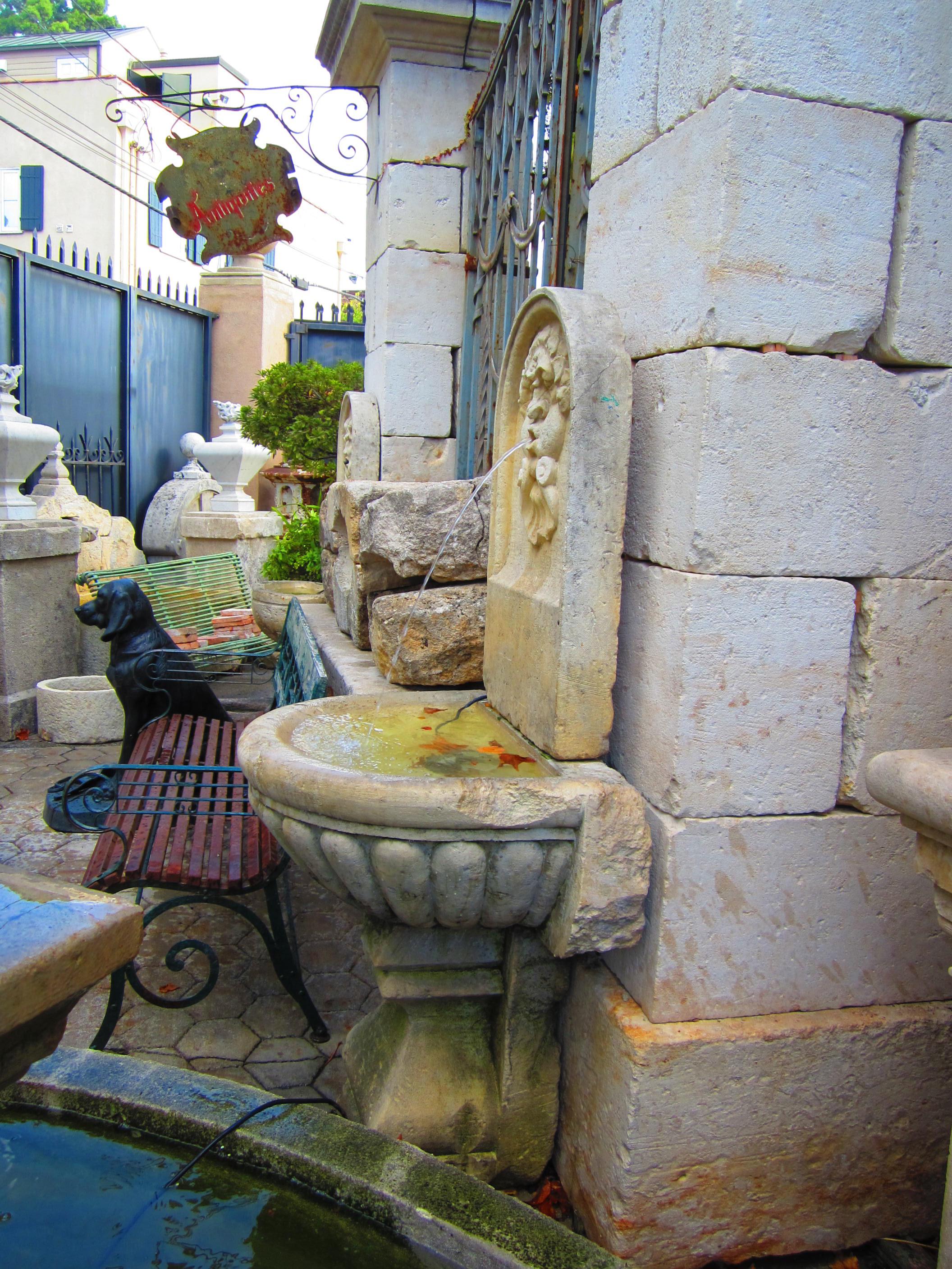 Large Hand Carved Stone Sink Basin Wall Fountain Bowl & pedestal base Antique CA For Sale 15