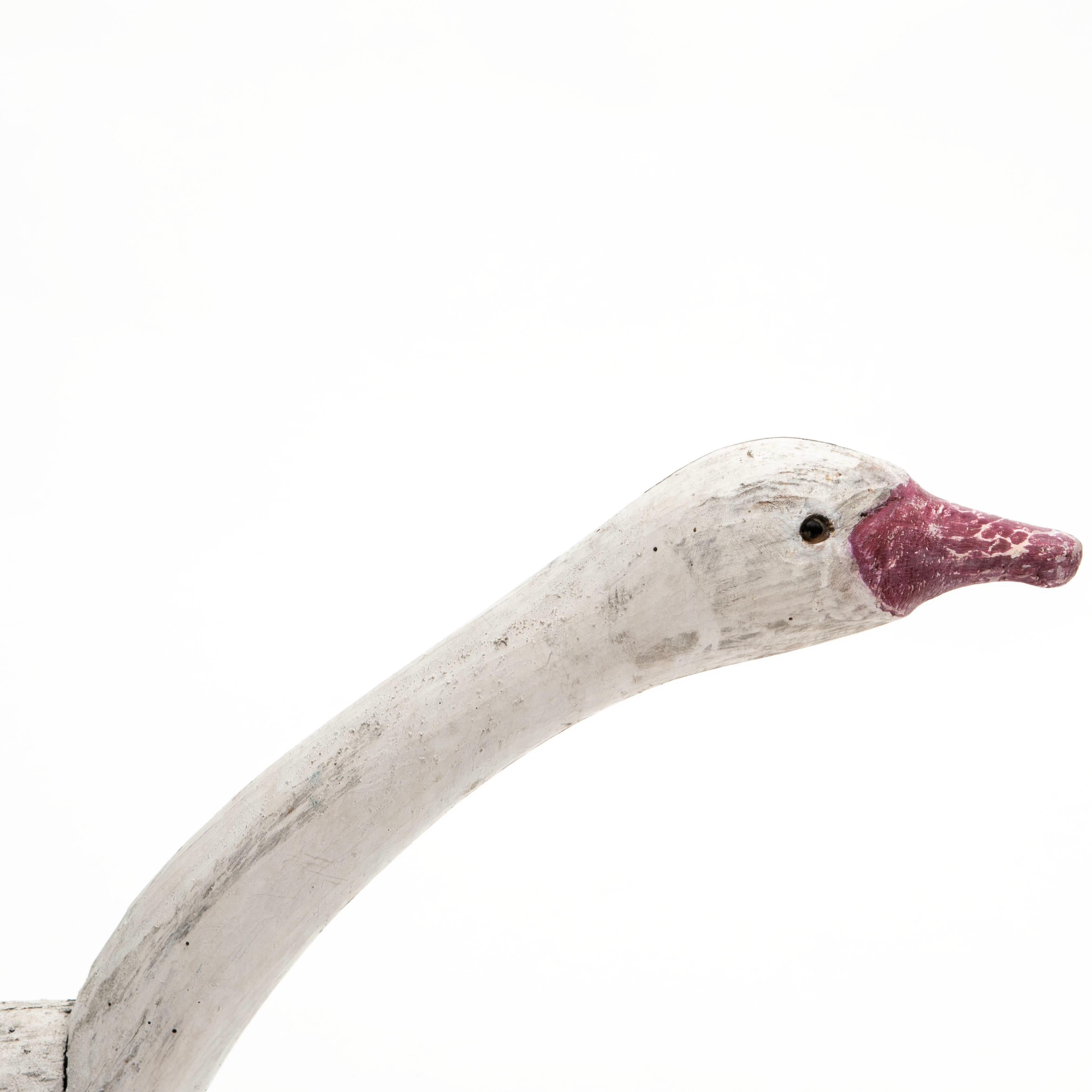 20th Century Large Hand-Carved Swan Decoy Sculpture For Sale
