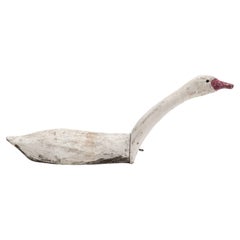 Large Hand-Carved Swan Decoy Sculpture