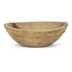 Large Hand-Carved Swedish Bleached Birch Wood Bowl