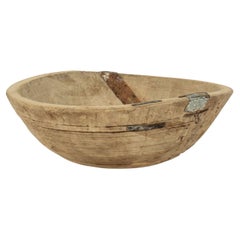 Large Hand-Carved Swedish Bleached Birch Wood Bowl