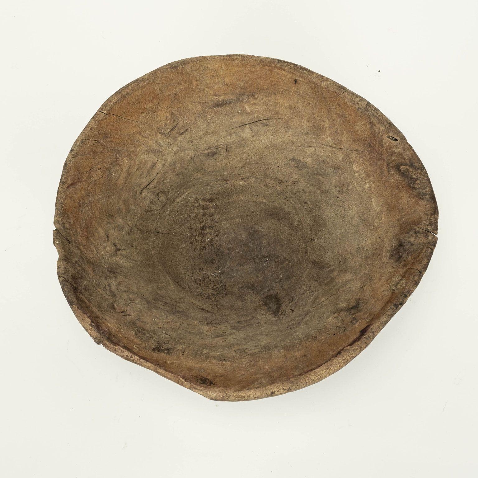 19th Century Large Hand-Carved Swedish Root Bowl