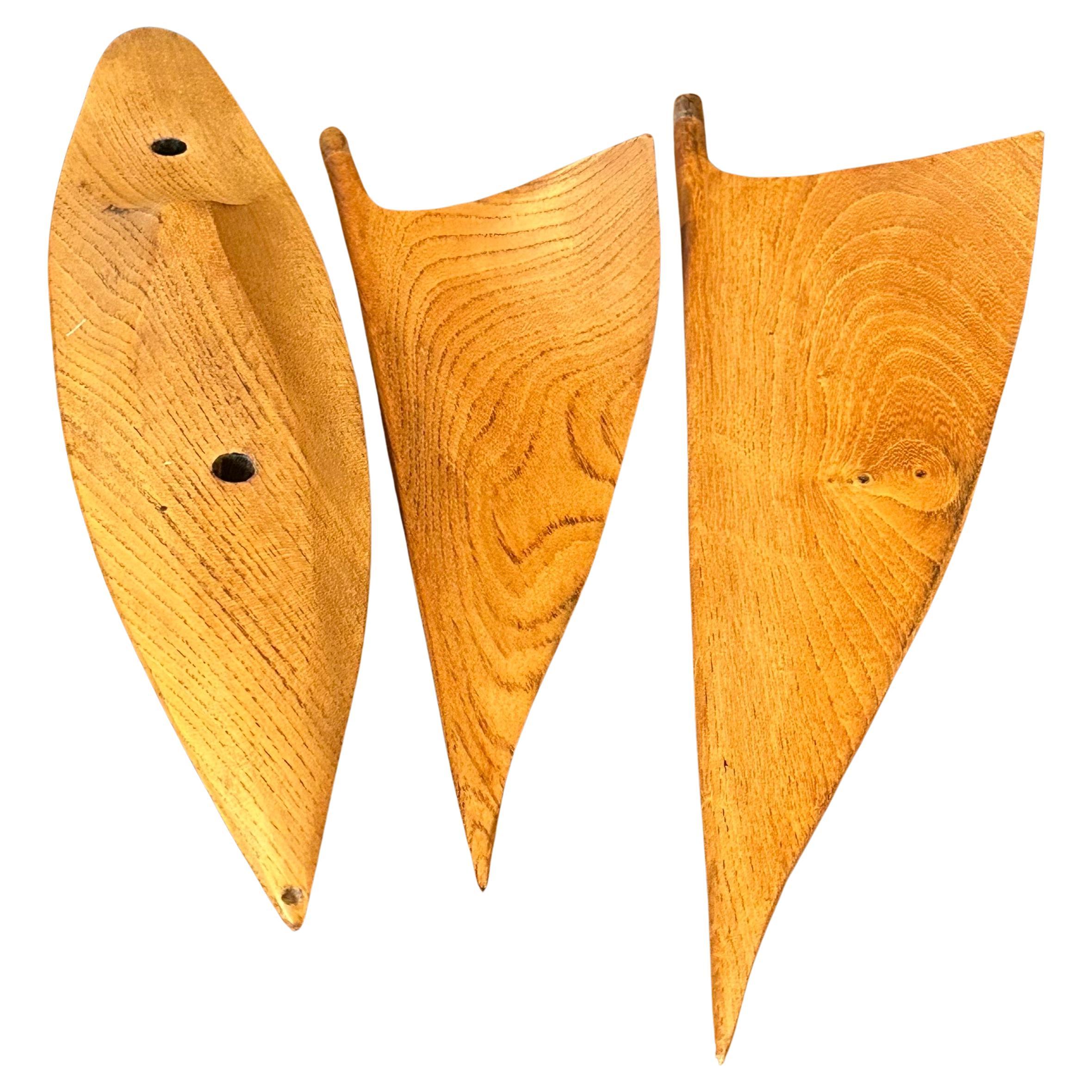 XX secolo Large Hand Carved Teak Sailboat Sculpture - Signed in vendita