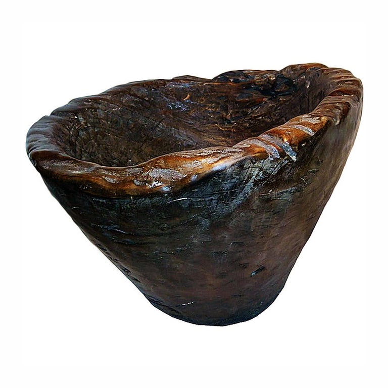 Large HandCarved Teak Wood Bowl/ Planter Late 20th Century For Sale at