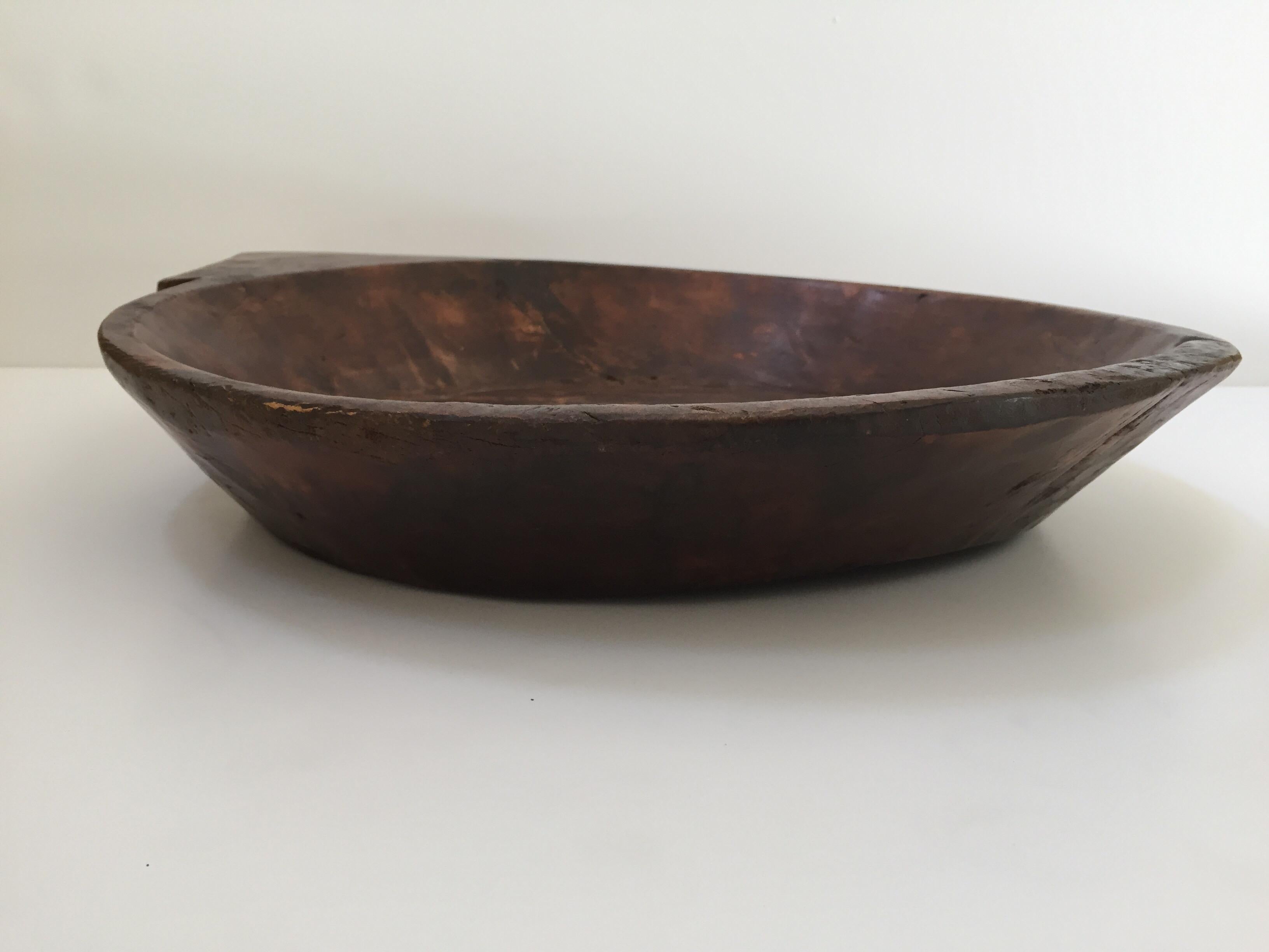 Large Hand-Carved Tribal Wooden Bowl from the Batak of Sumatra 5