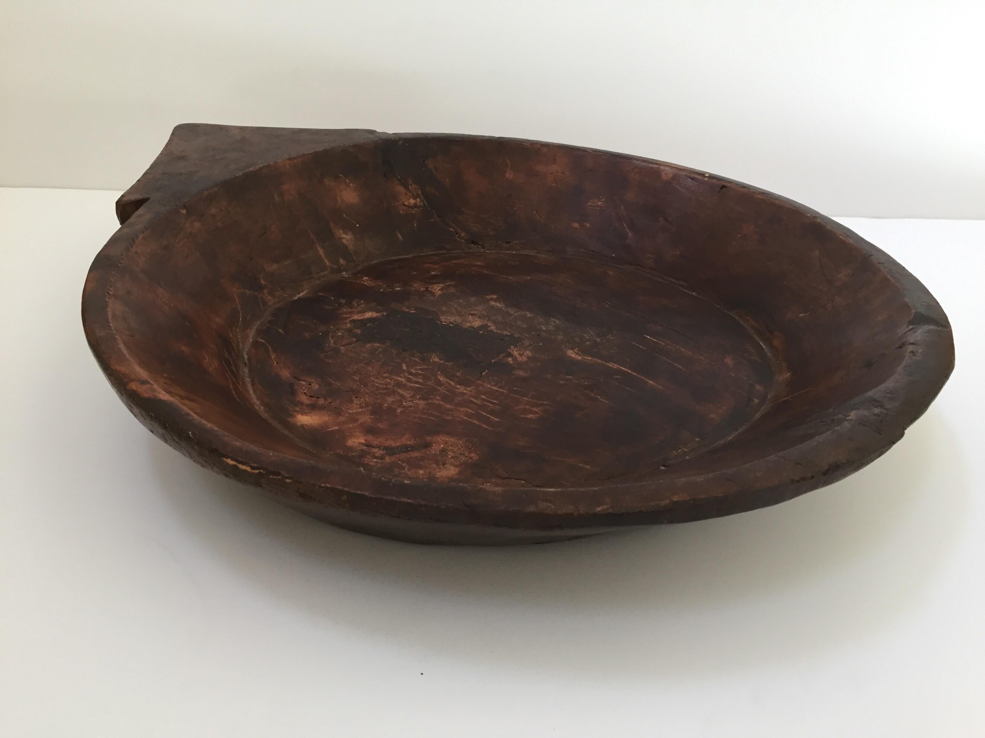 Large Hand-Carved Tribal Wooden Bowl from the Batak of Sumatra 7