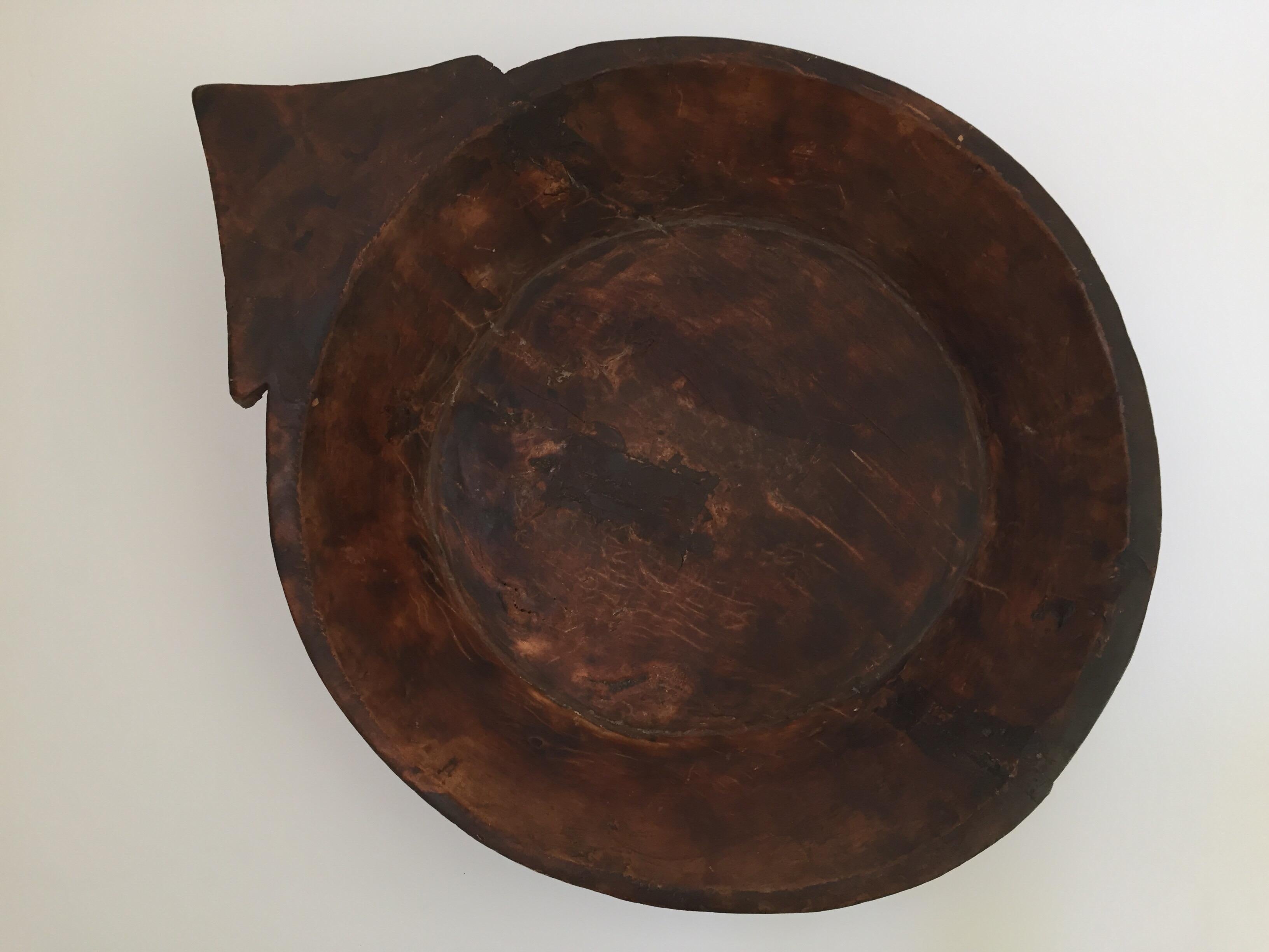 Large Hand-Carved Tribal Wooden Bowl from the Batak of Sumatra 2