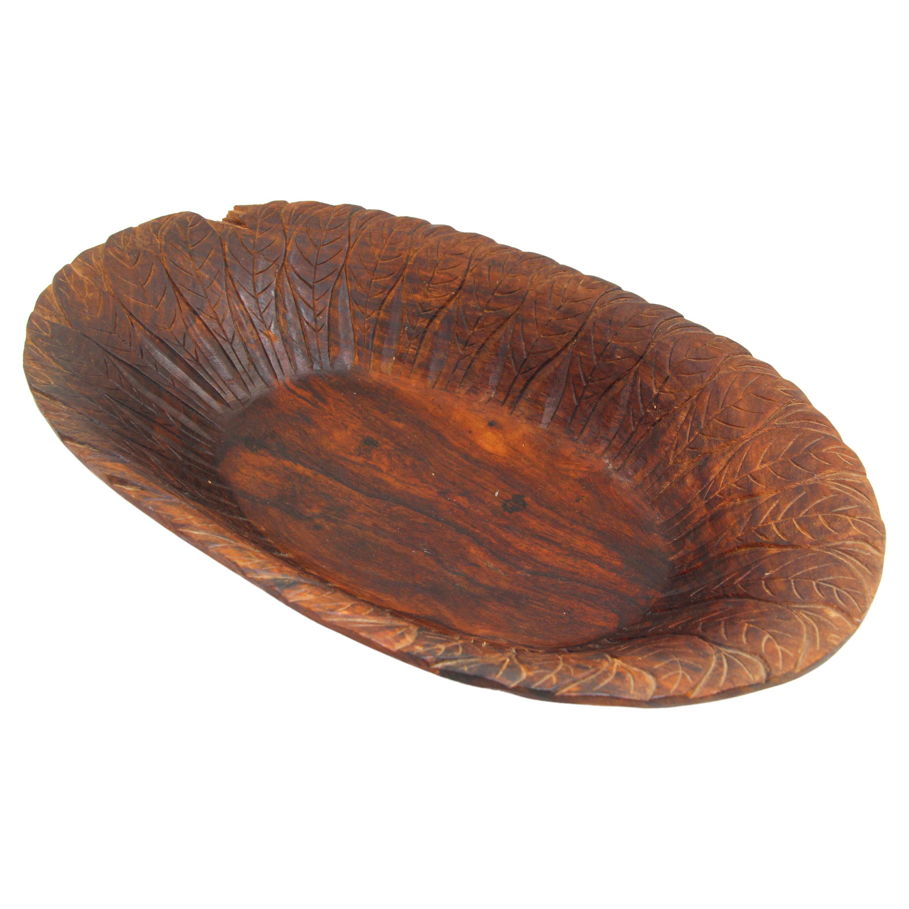 Large Hand-Carved Tribal Wooden Bowl from the Batak of Sumatra For Sale