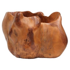 Large Hand-Carved Vintage Biomorphic Bowl, France