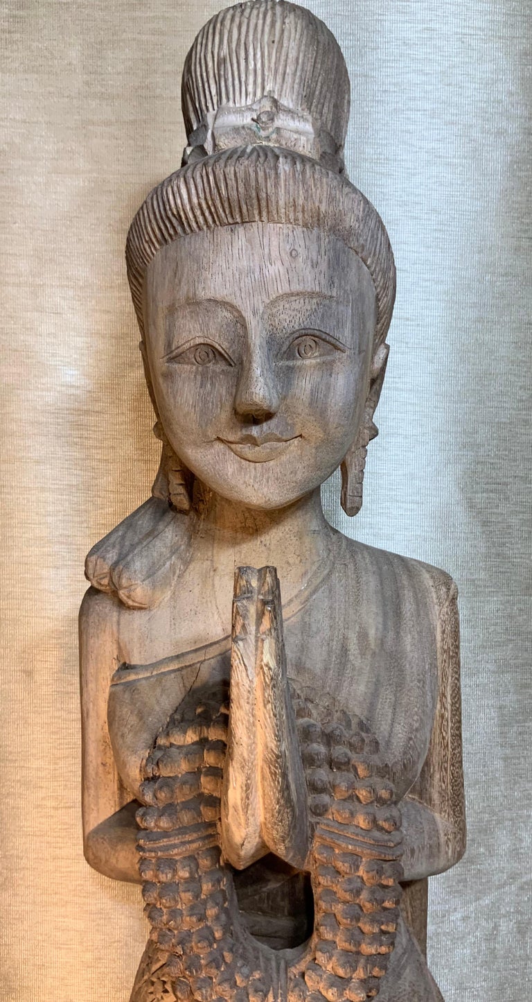 Large Hand Carved Wood Antique Quan Yin Statue at 1stDibs large hand