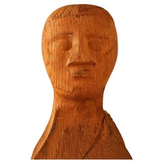 Large Hand Carved Wood Bust
