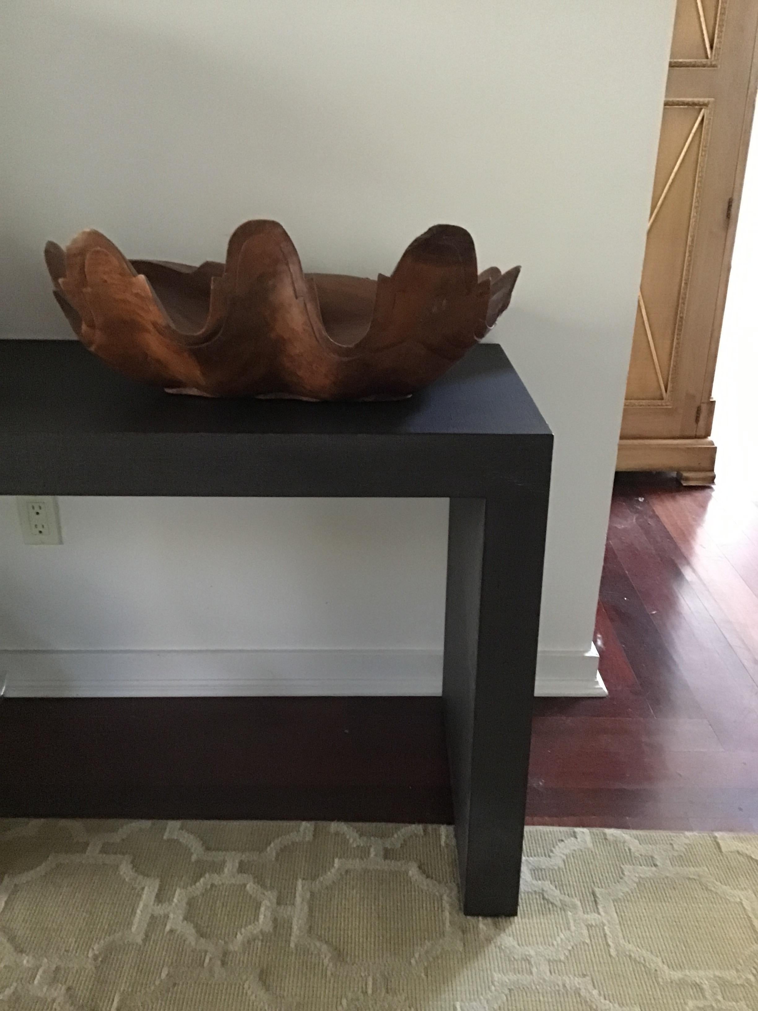 Large Hand Carved Wood Clam Shell 7