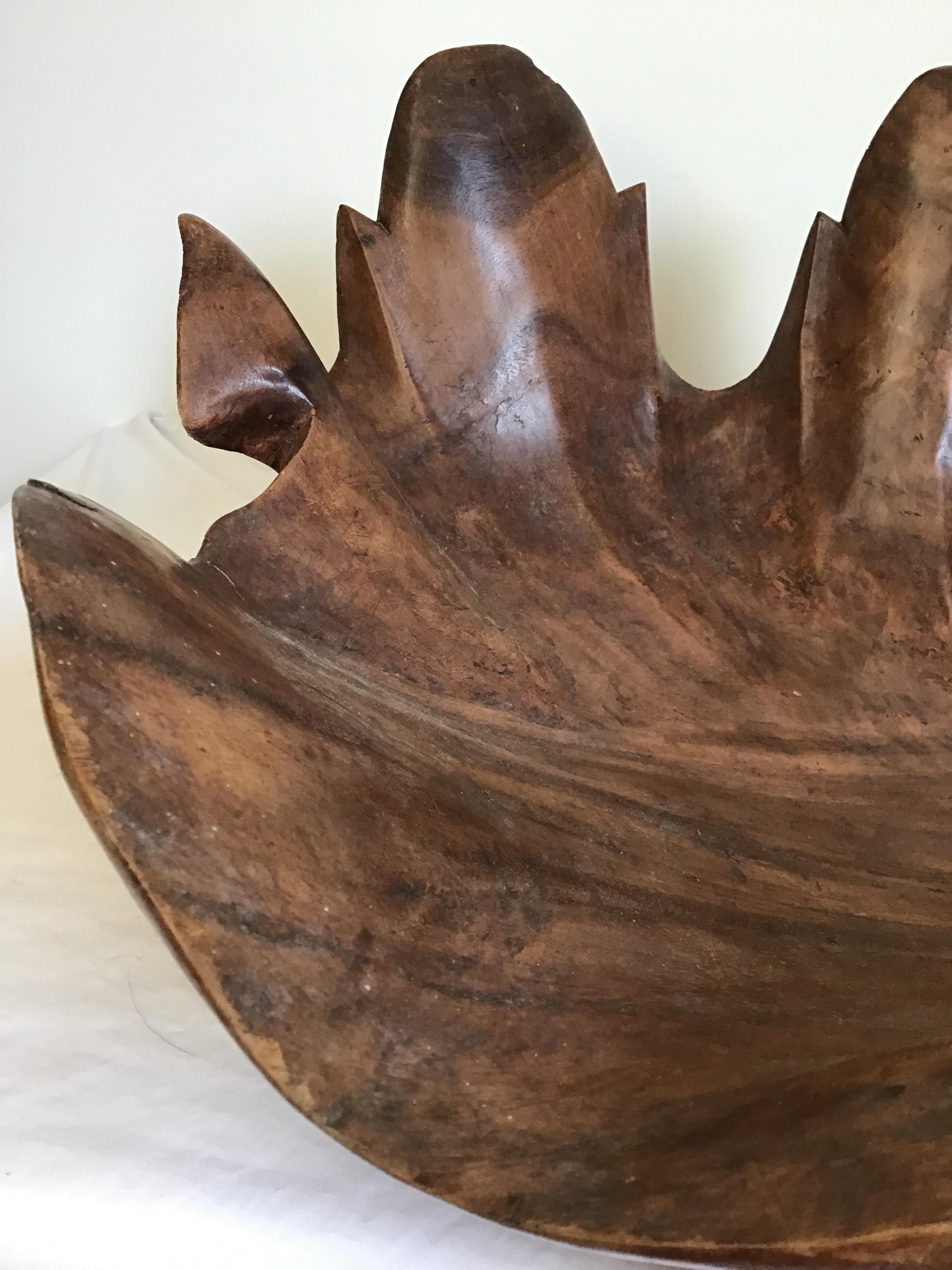 Large Hand Carved Wood Clam Shell 2