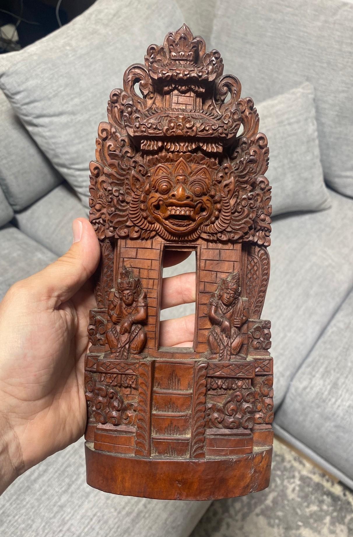 Large Hand Carved Wood Indonesian Asian Village Temple Scene Sculpture Model For Sale 10