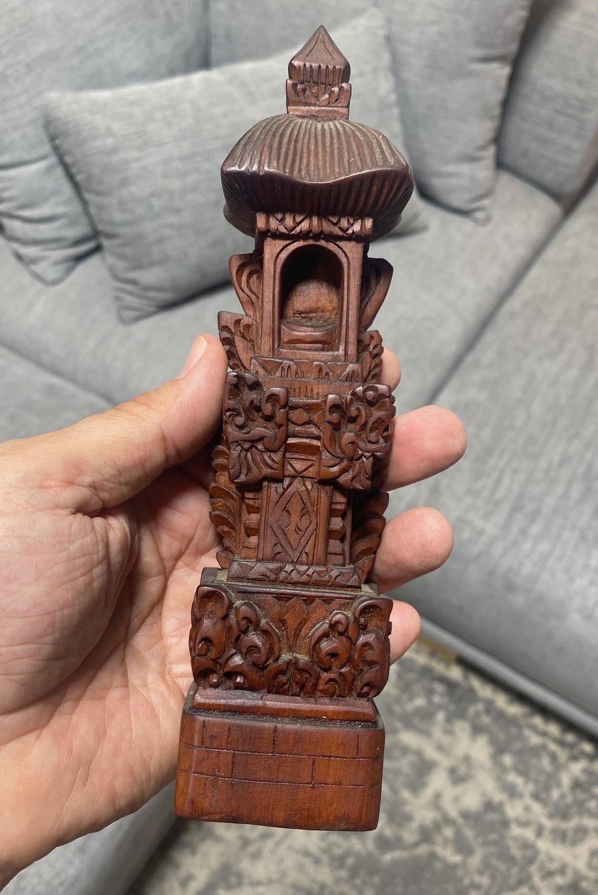 Large Hand Carved Wood Indonesian Asian Village Temple Scene Sculpture Model For Sale 13
