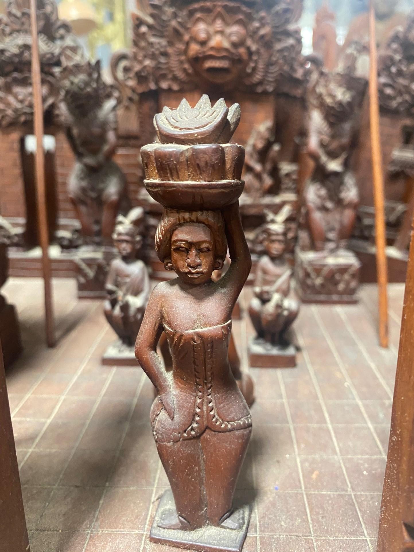 Large Hand Carved Wood Indonesian Asian Village Temple Scene Sculpture Model For Sale 1