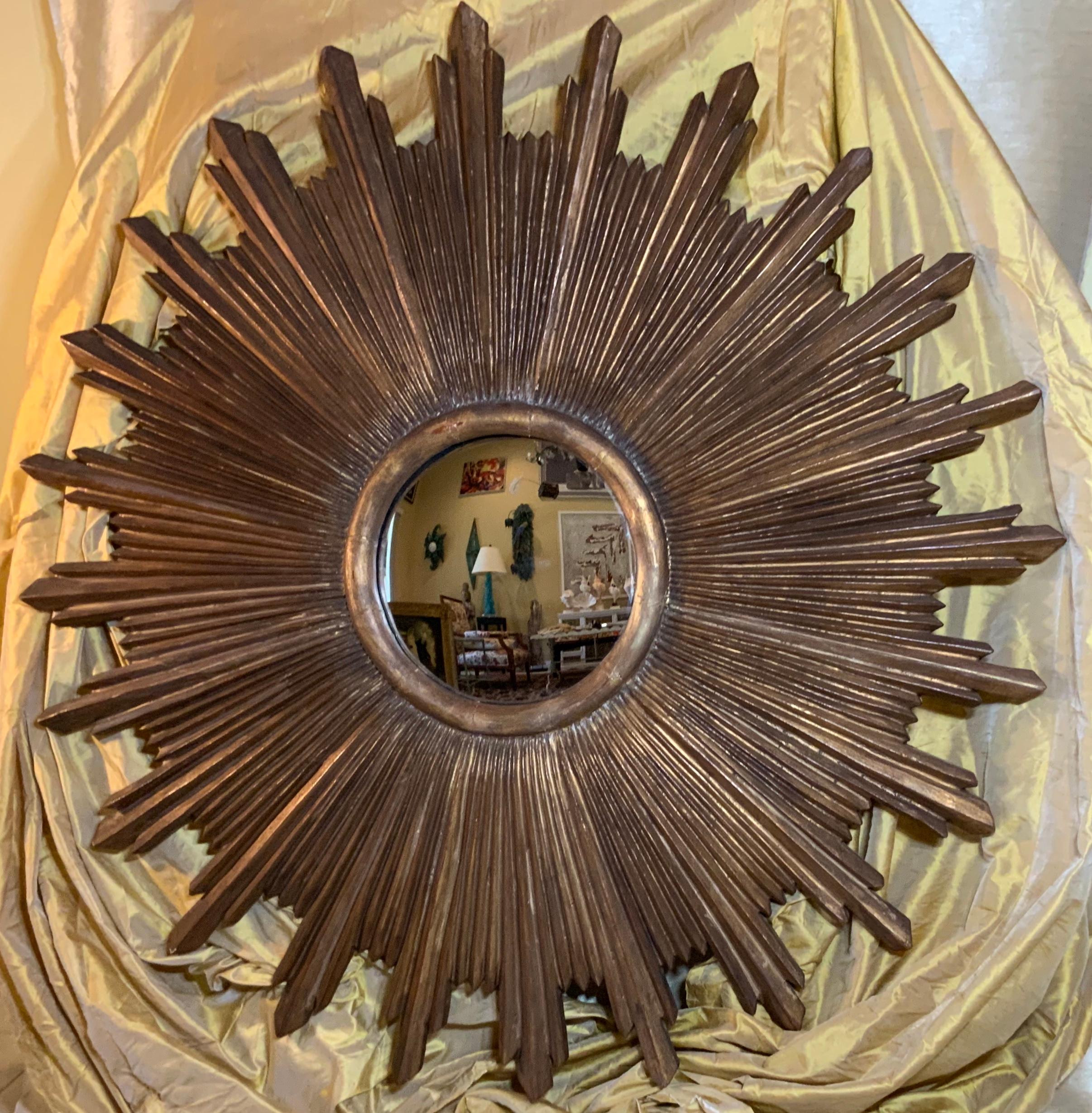 large wood sunburst mirror