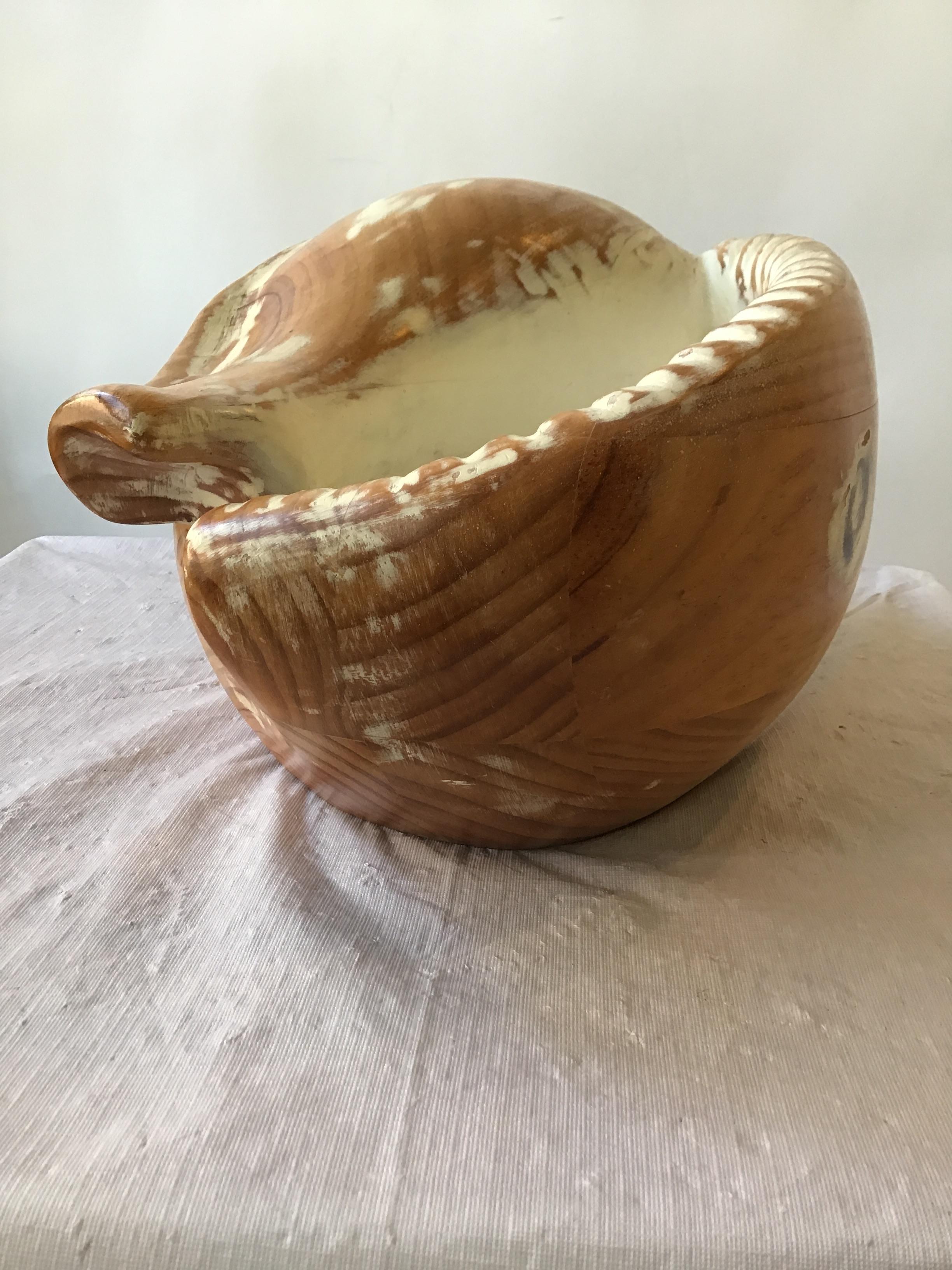 Late 20th Century Large Hand Carved Wood Seashell