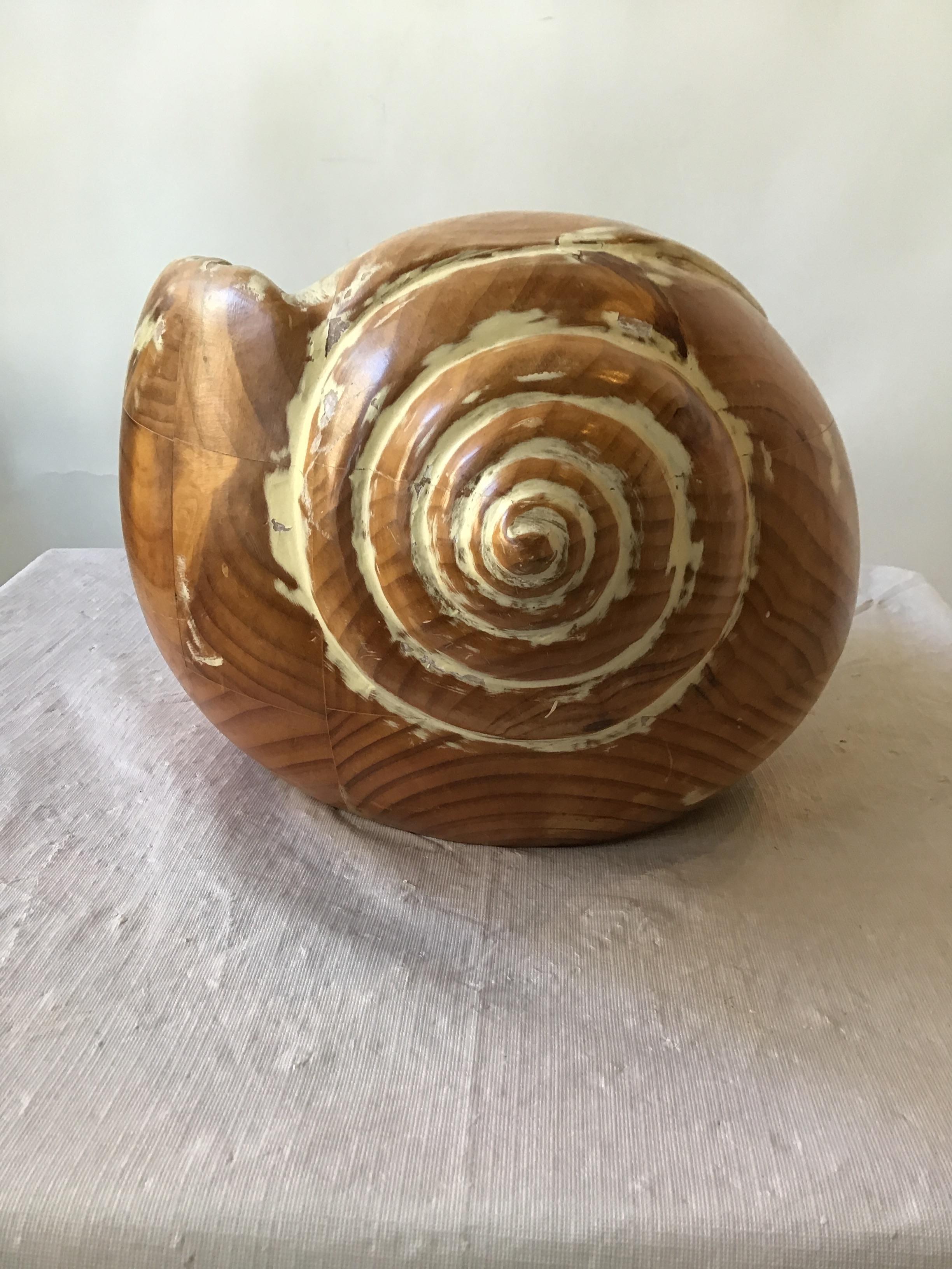 Large Hand Carved Wood Seashell 2