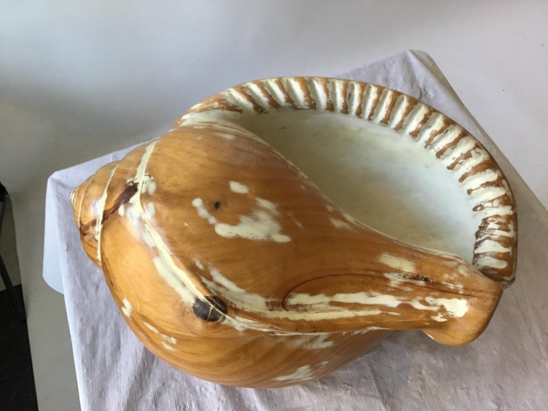 Large Hand Carved Wood Seashell For Sale at 1stDibs