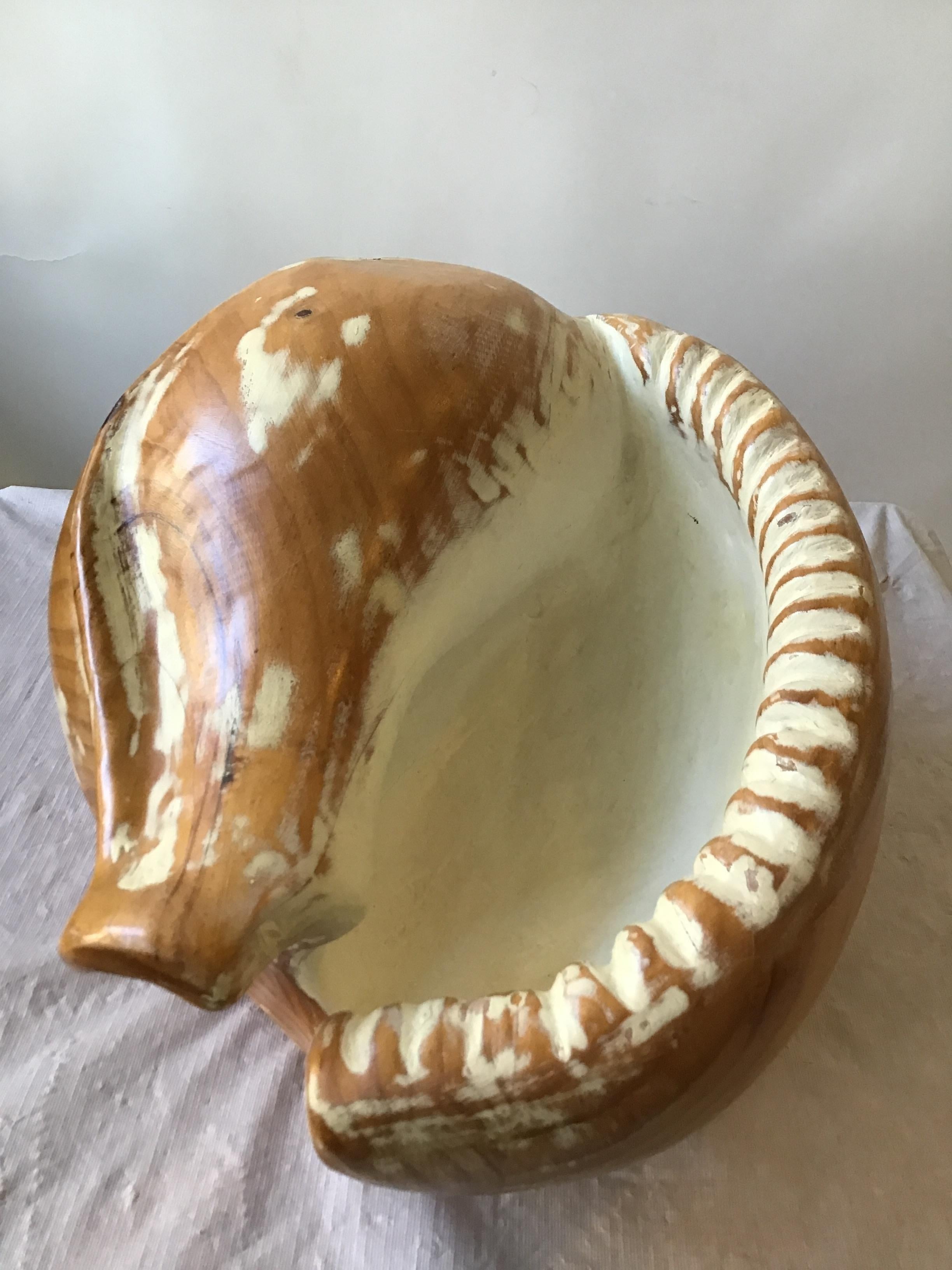 Large Hand Carved Wood Seashell 4