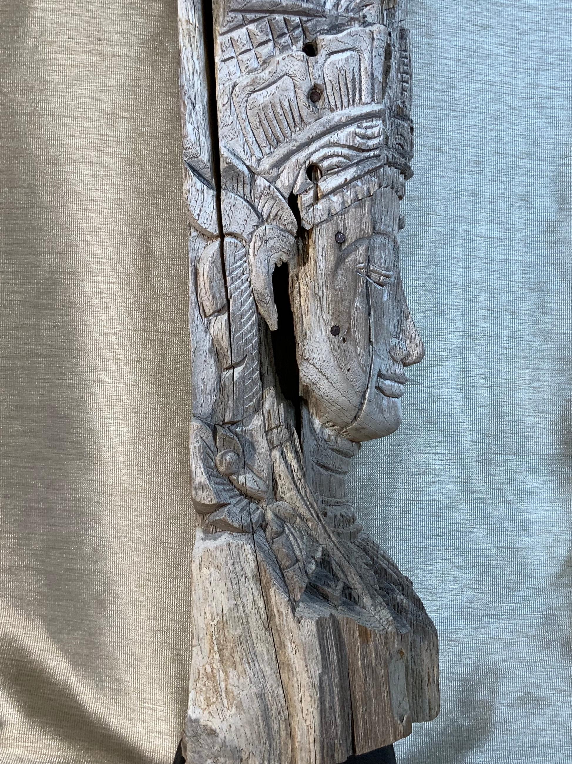 Large Hand Carved Wood Vintage Buddha Statue 5