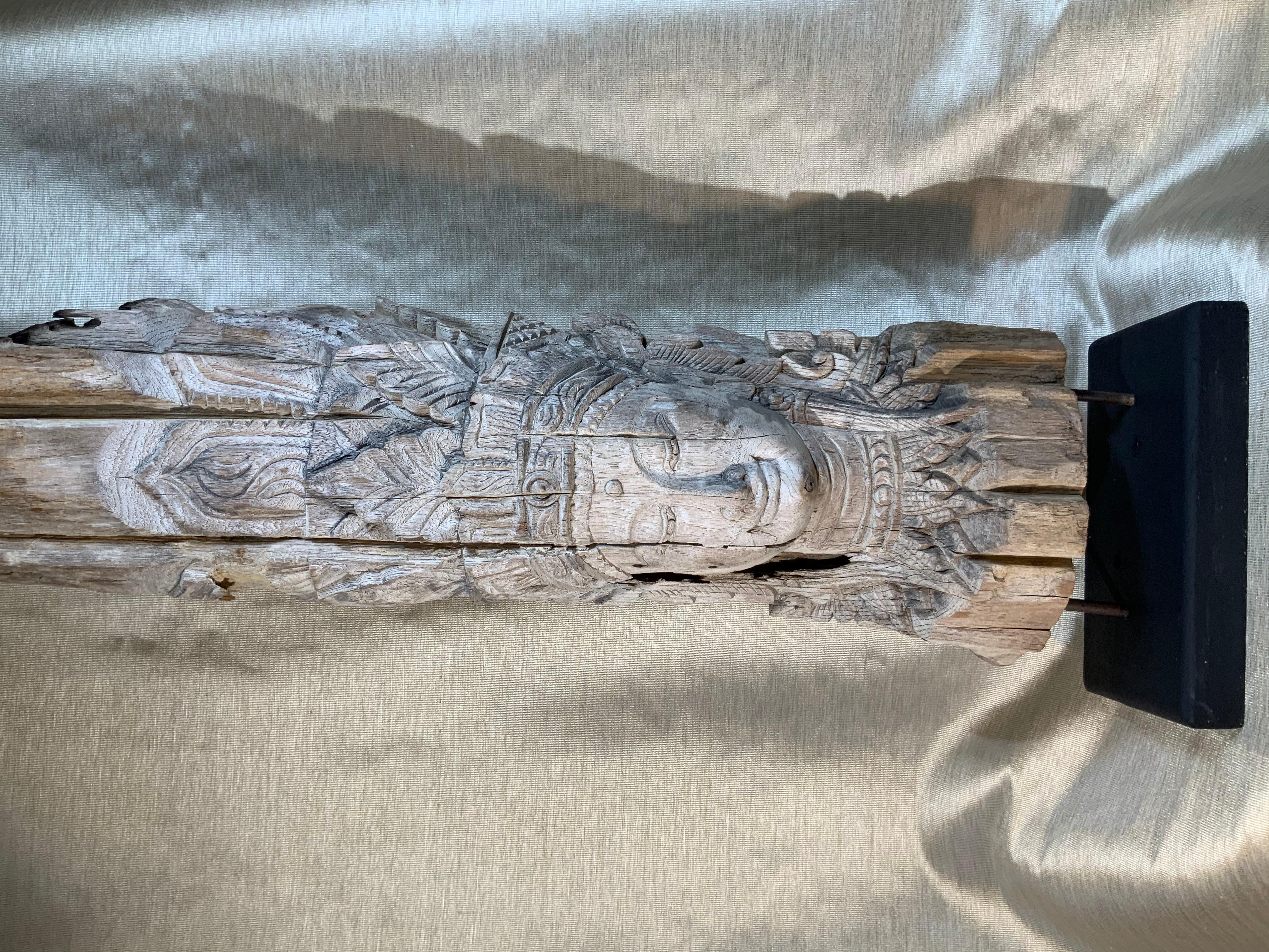 Large Hand Carved Wood Vintage Buddha Statue 7