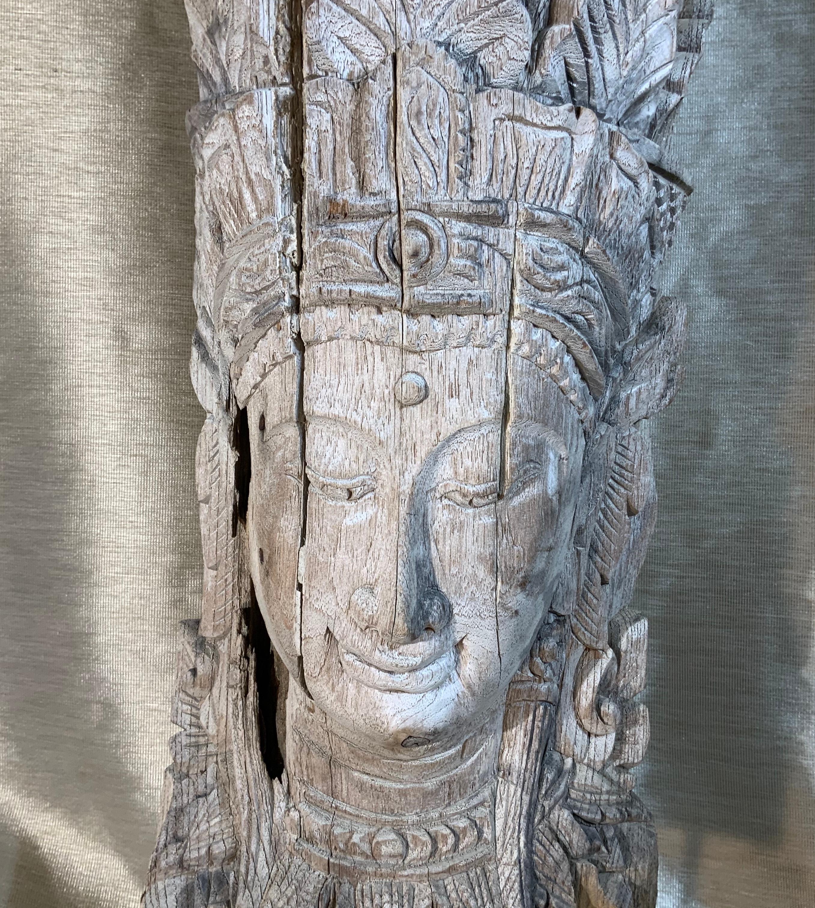 Thai Large Hand Carved Wood Vintage Buddha Statue