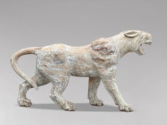 Large Hand Carved Wooden Carousel Panther Statue