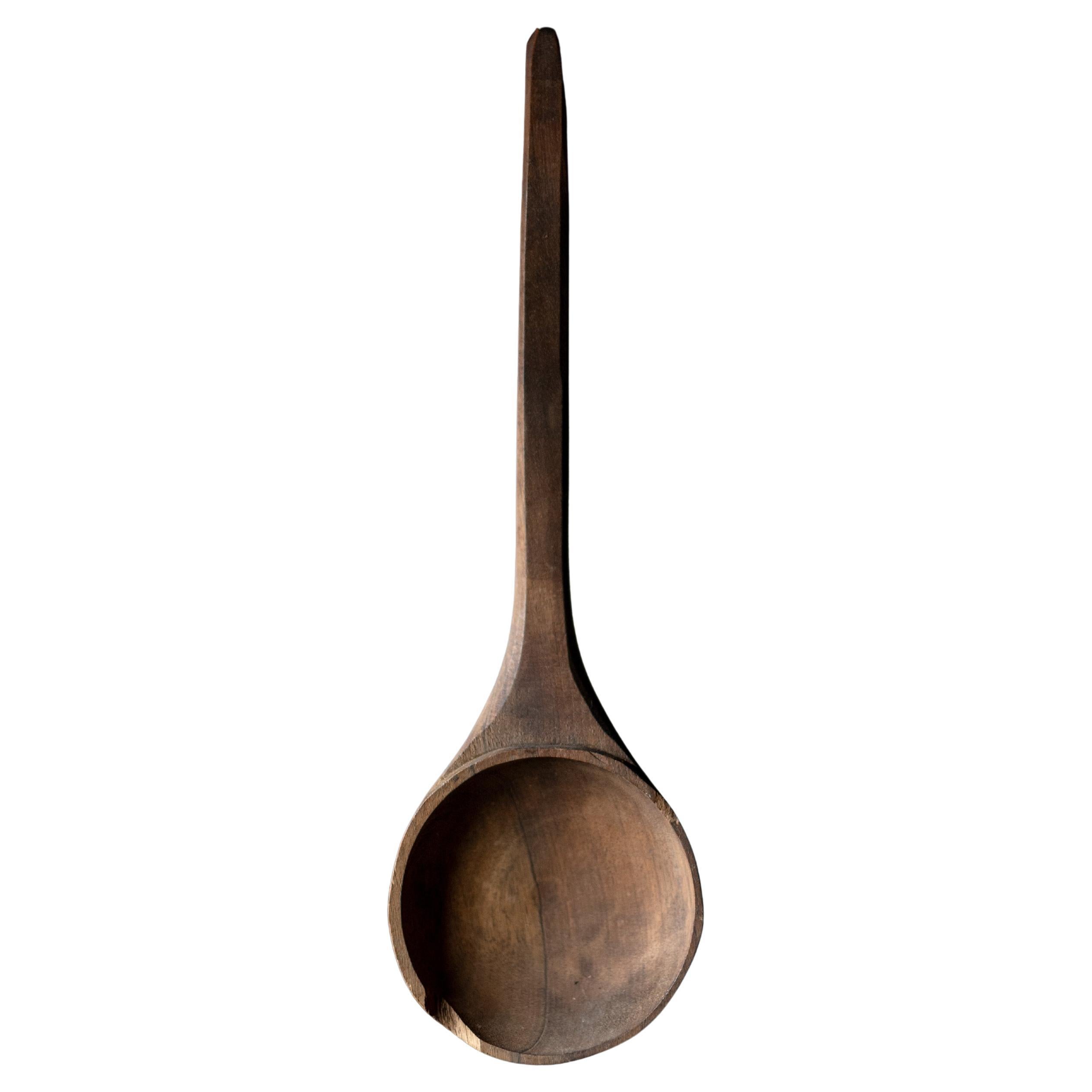 Large Hand-Carved Wooden Ladle,  Early 20th Century
