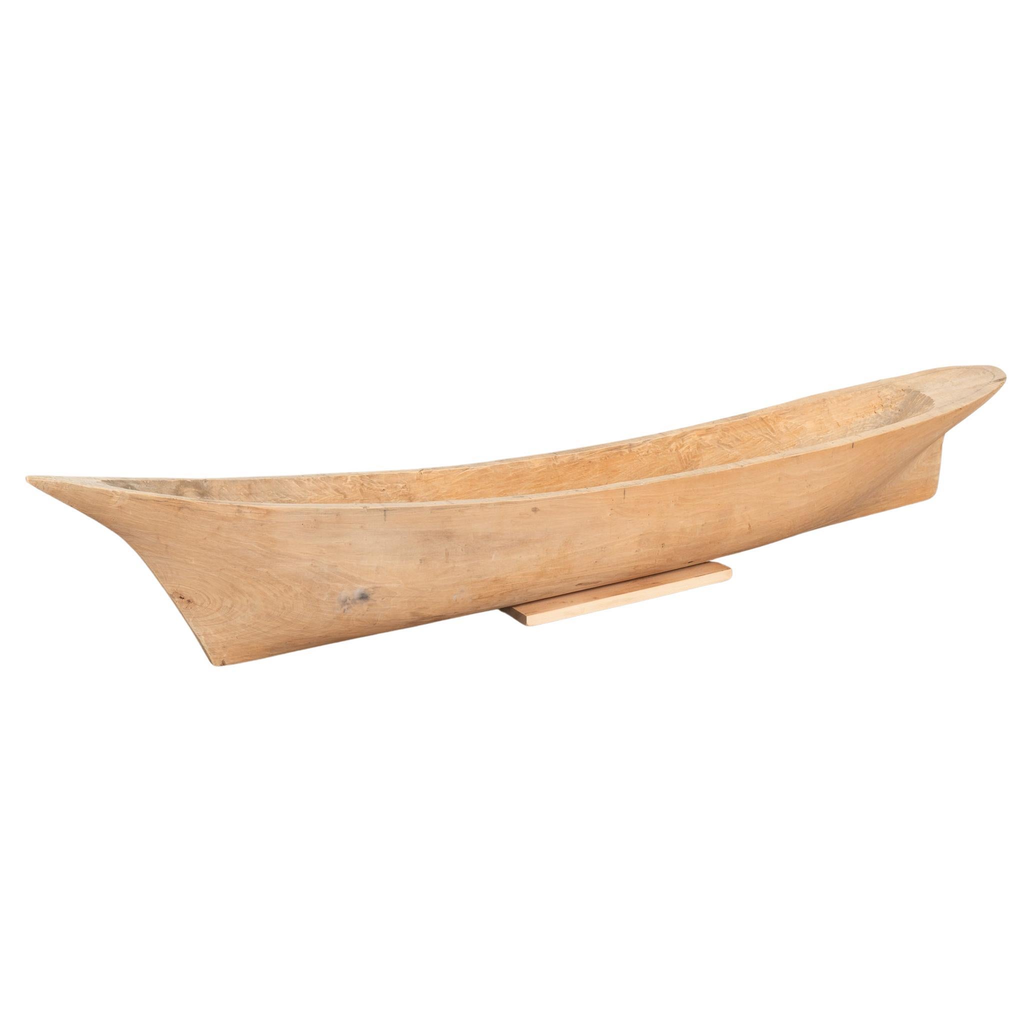 Large Hand Carved Wooden Model Boat, Denmark circa 1900's For Sale