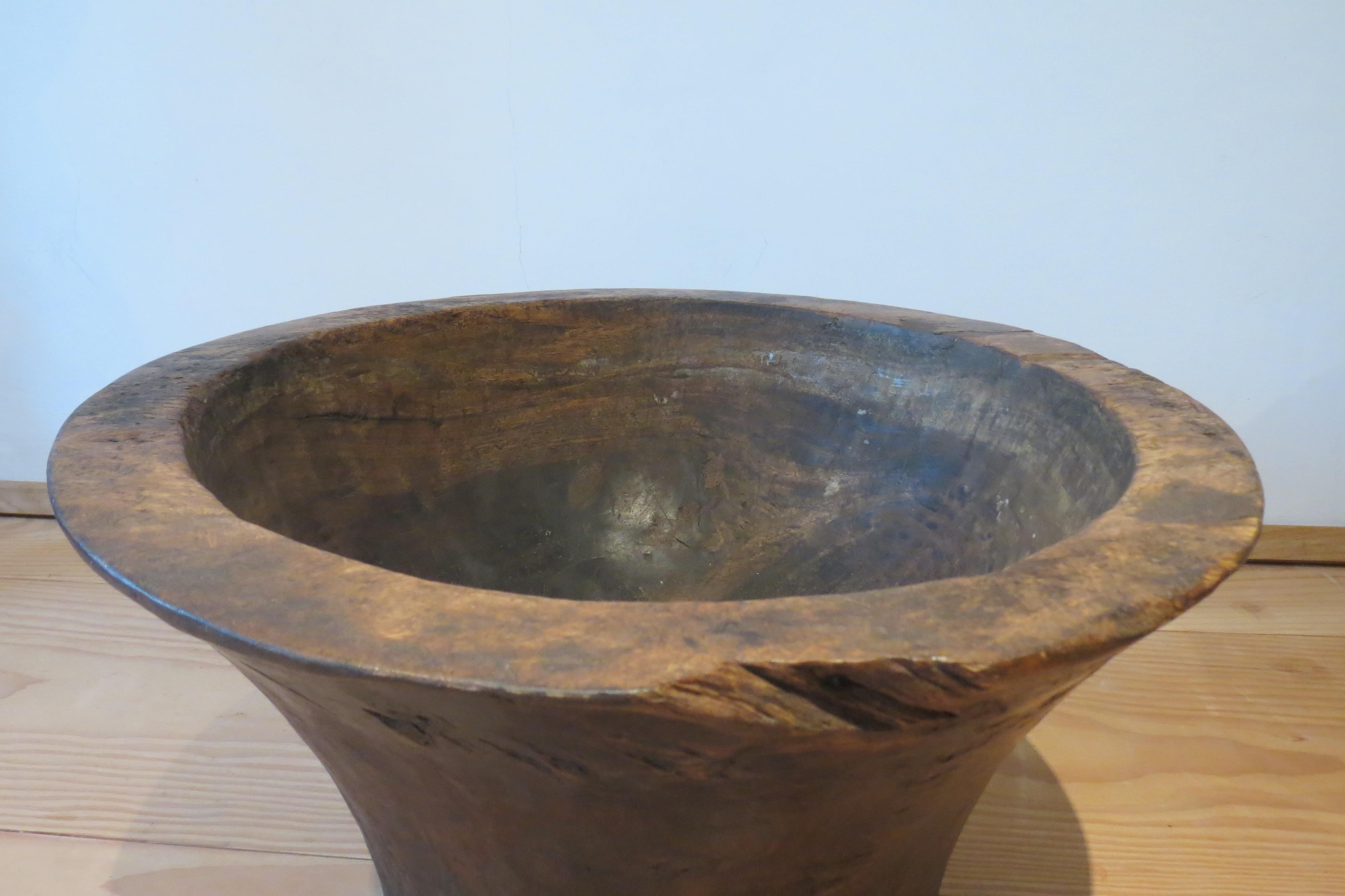 Large Hand Crafted African Hardwood Wooden Bowl  5