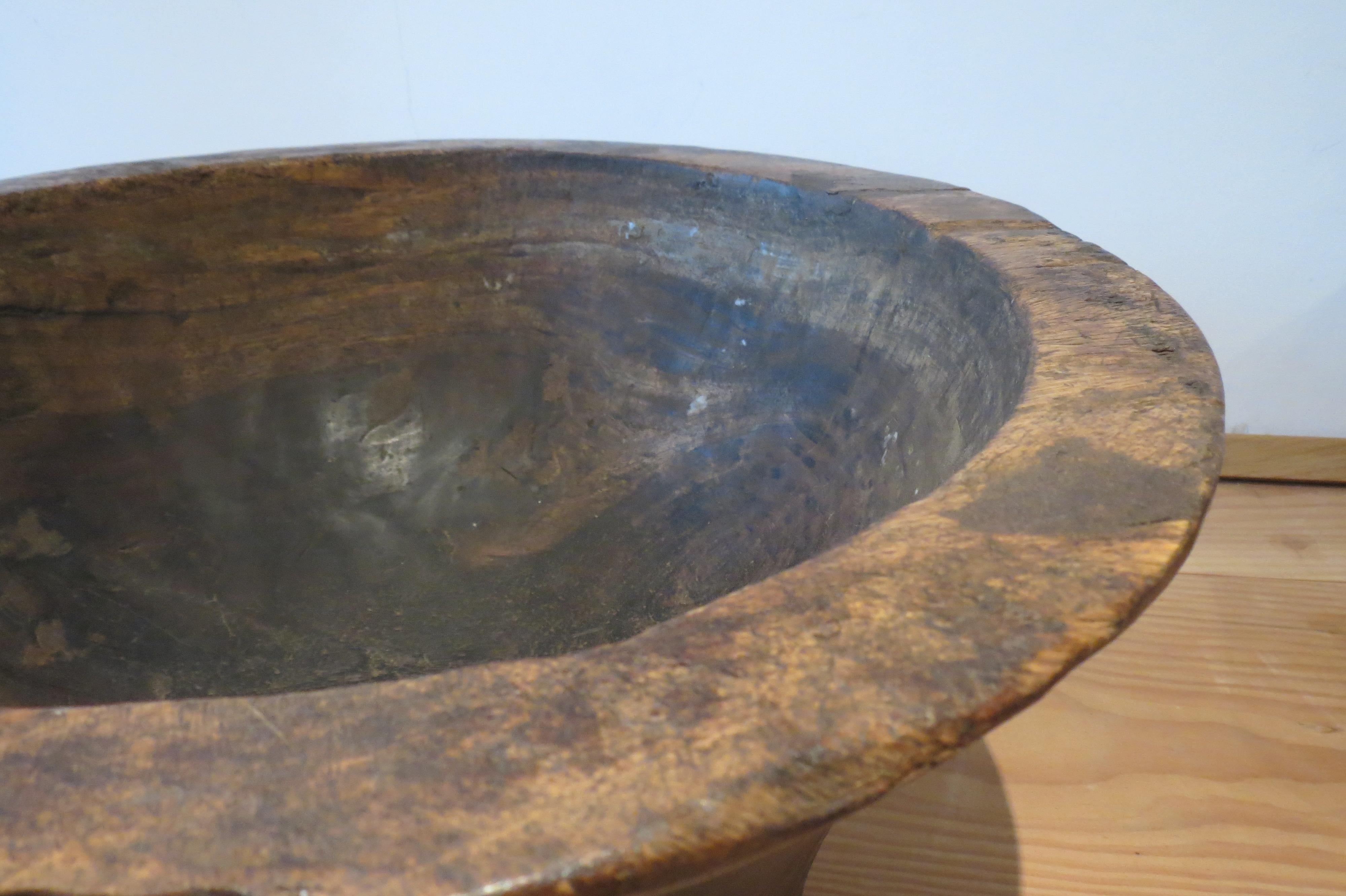 Large Hand Crafted African Hardwood Wooden Bowl  6