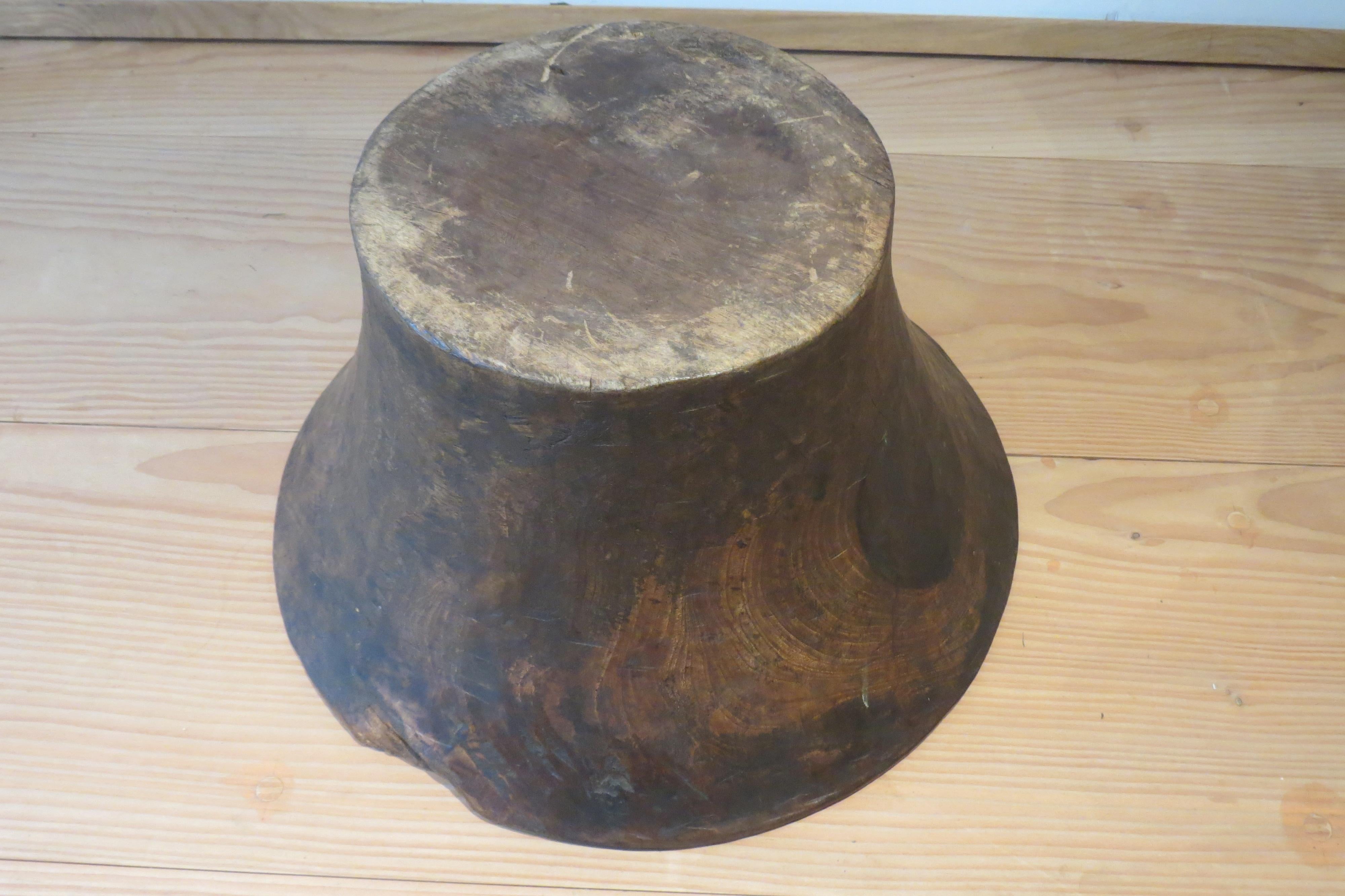 Large Hand Crafted African Hardwood Wooden Bowl  7
