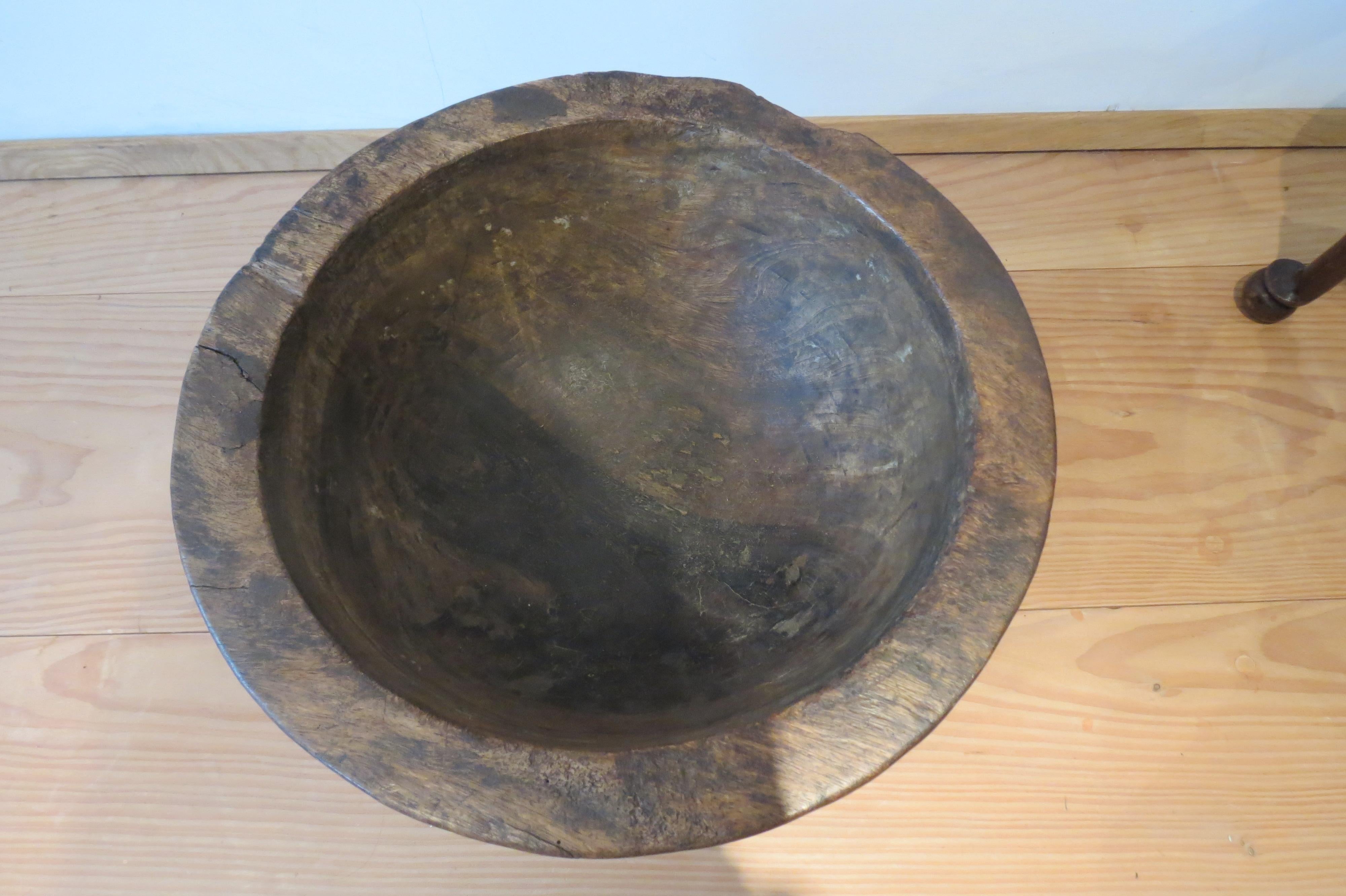 Ghanaian Large Hand Crafted African Hardwood Wooden Bowl 