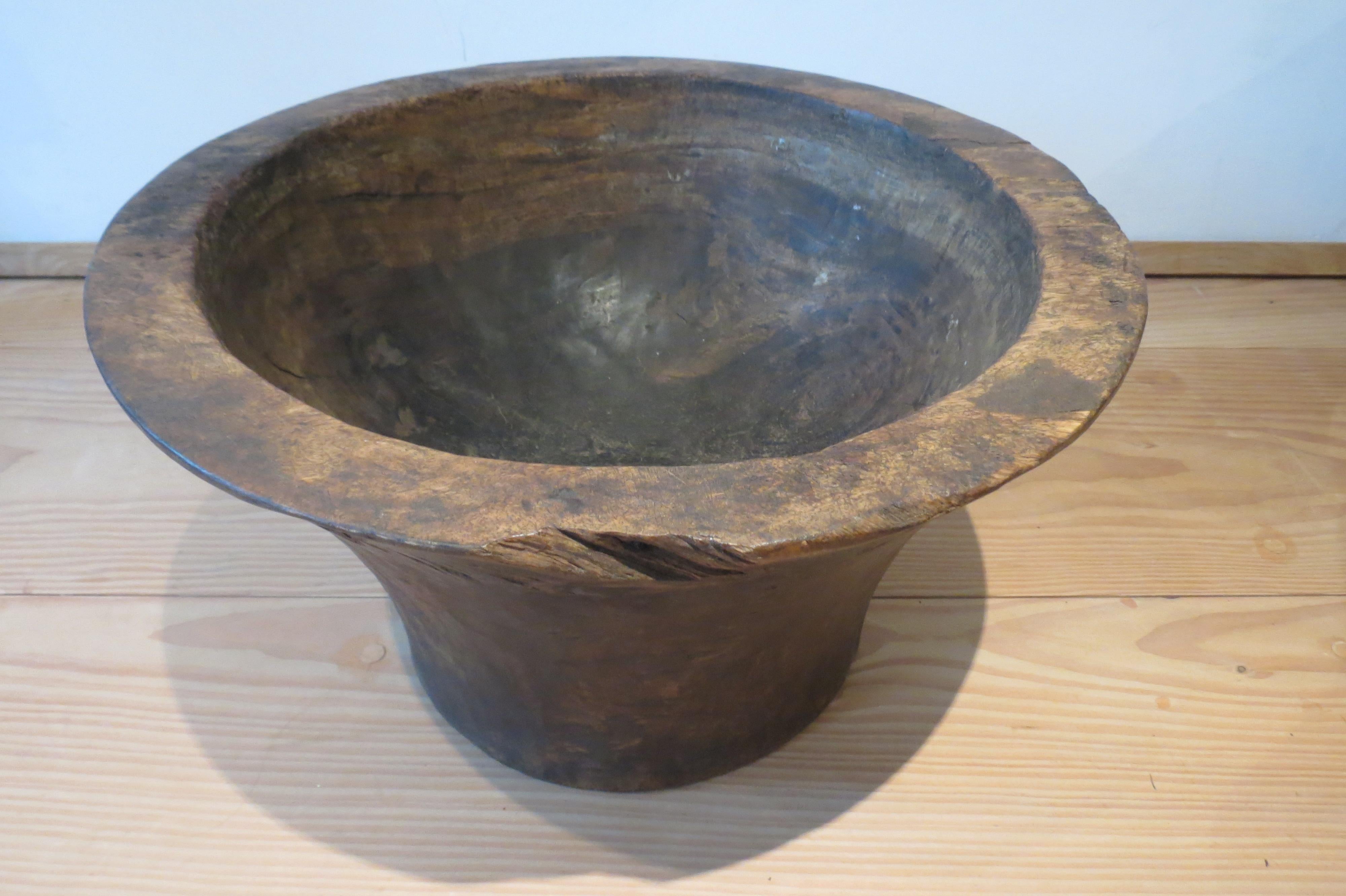 Mid-20th Century Large Hand Crafted African Hardwood Wooden Bowl 