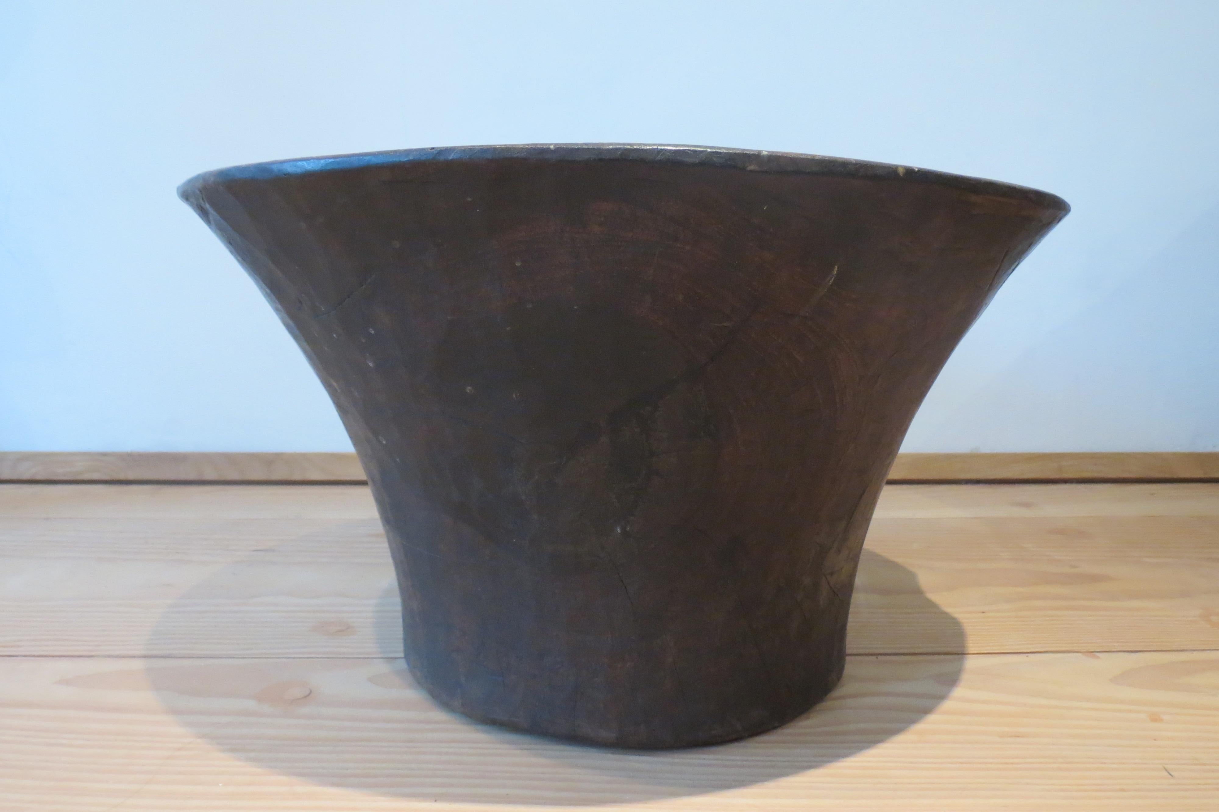 Large Hand Crafted African Hardwood Wooden Bowl  1