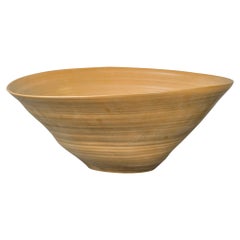 Large Hand Crafted Italian Deep Ceramic Bowl in Cappuccino Glaze