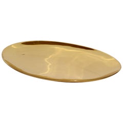 Hand Crafted Polished Brass Decorative Plate, Large