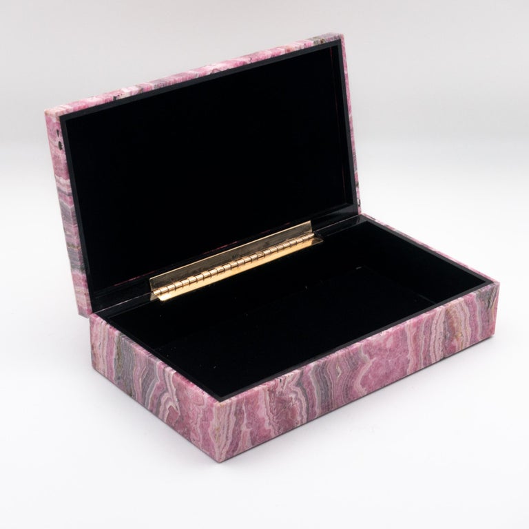 Grand Tour Large Handcrafted Rhodochrosite Hinged Box For Sale
