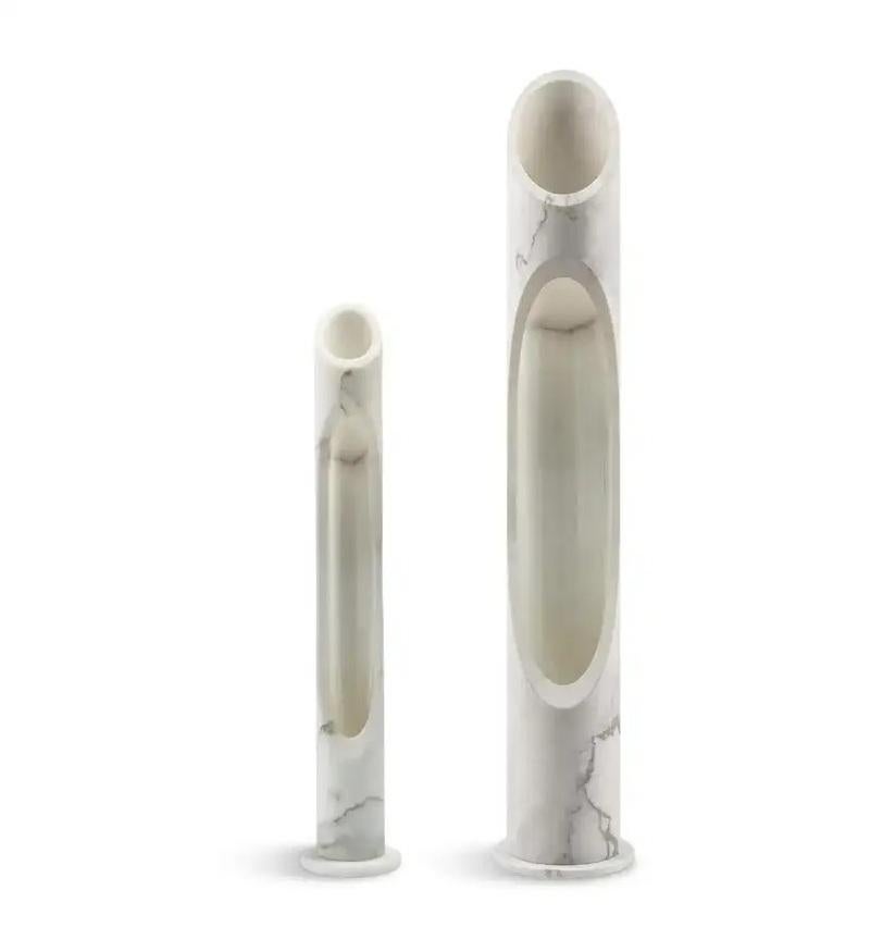 Große handgefertigte weiße Onice Bianco Onyx Armonia Vase L von Jacopo Simonetti im Angebot 8